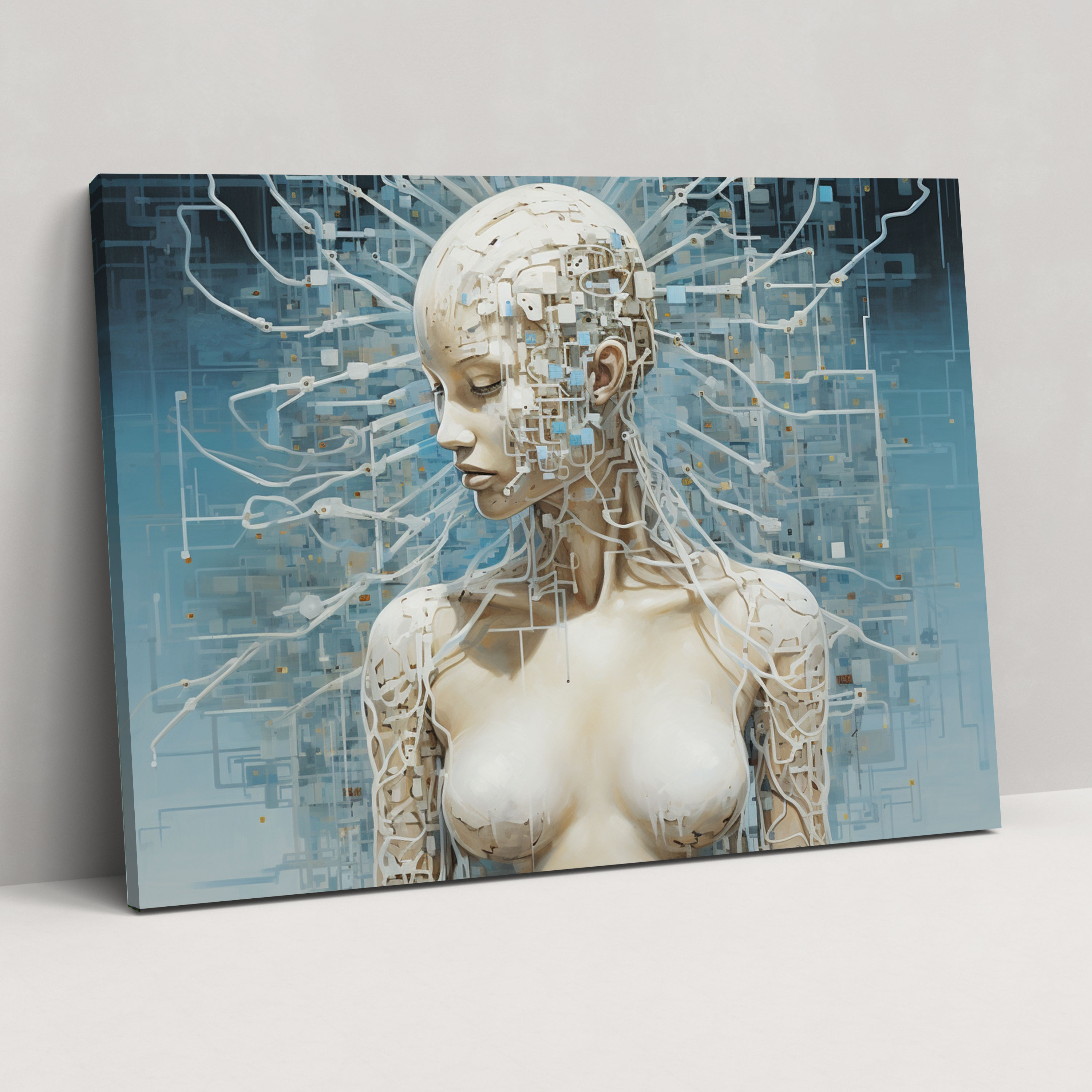 Blockchain Fusion Canvas Print - Blockchain, Wall Art, Blockchain Codes, Surreal Mixed Media Artwork