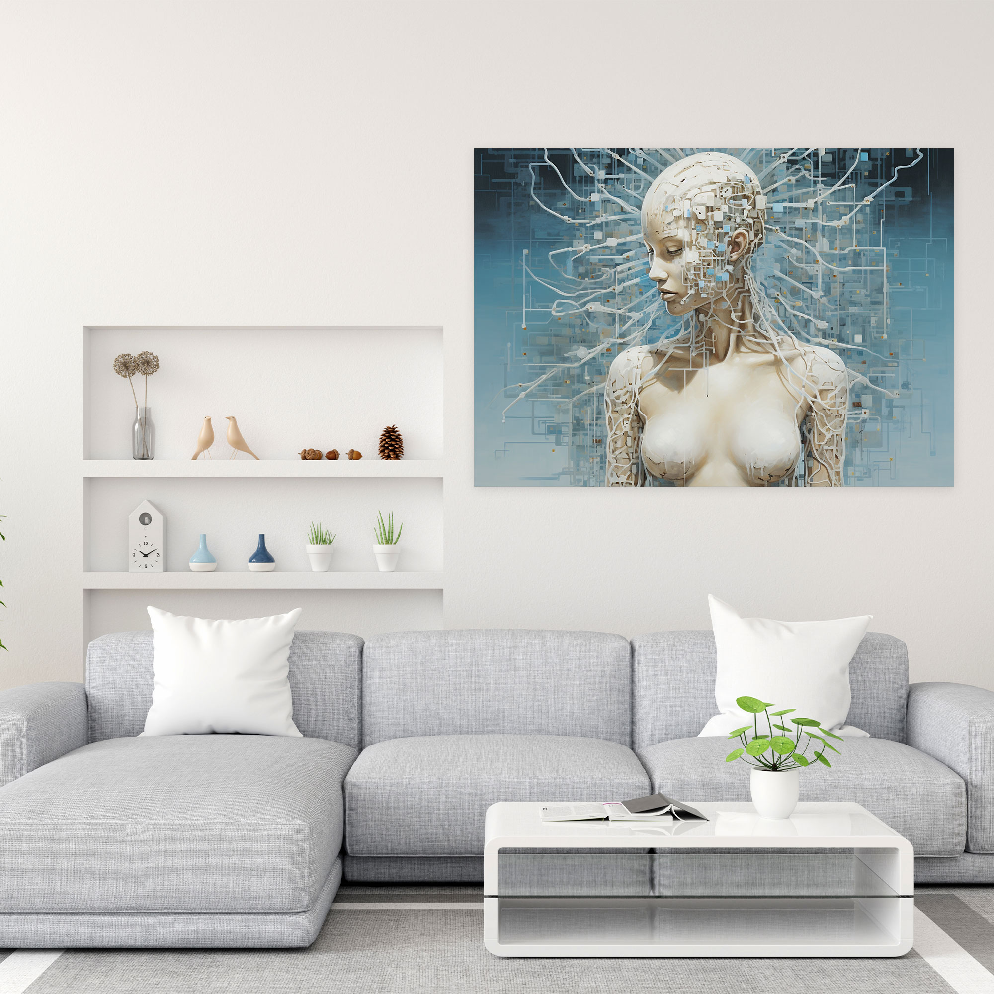 Blockchain Fusion Canvas Print - Blockchain, Wall Art, Blockchain Codes, Surreal Mixed Media Artwork