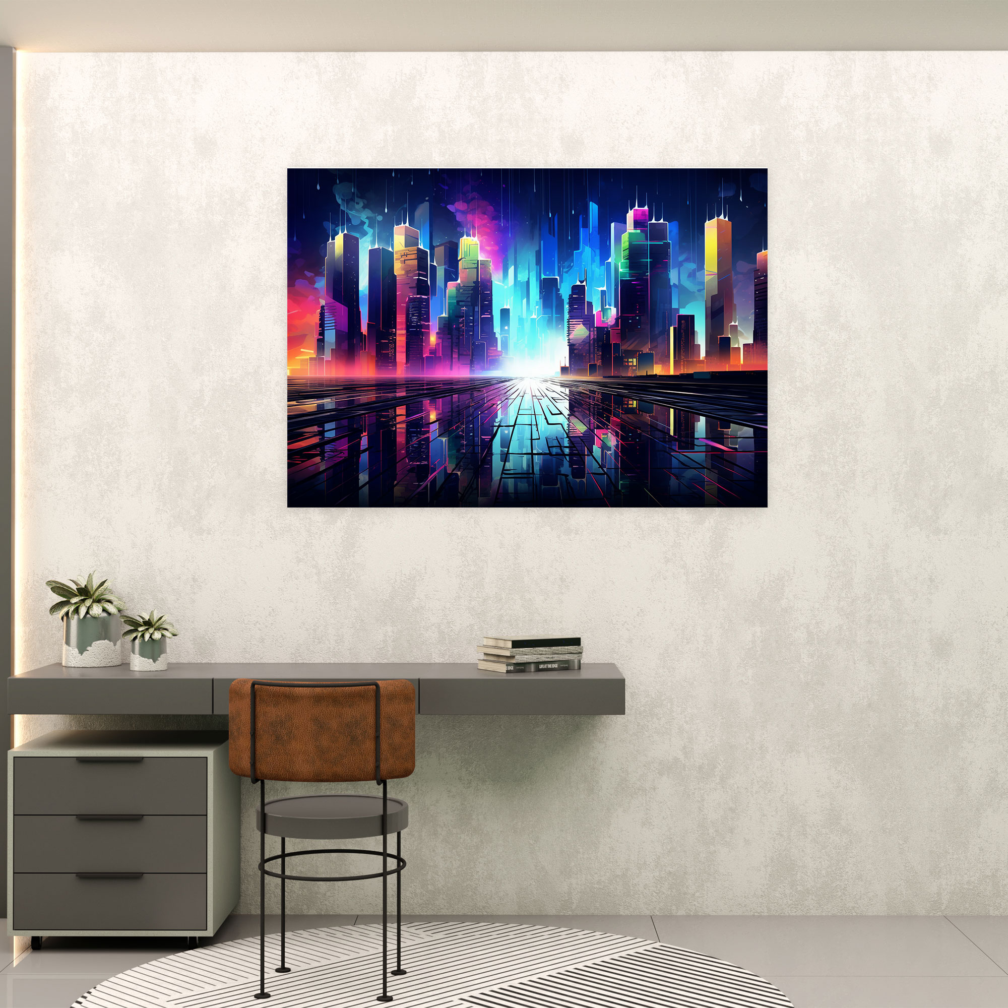 Blockchain Abstract Canvas Print - Blockchain, Vibrant Neon Colors, Canvas Print, Canvas Wall Art