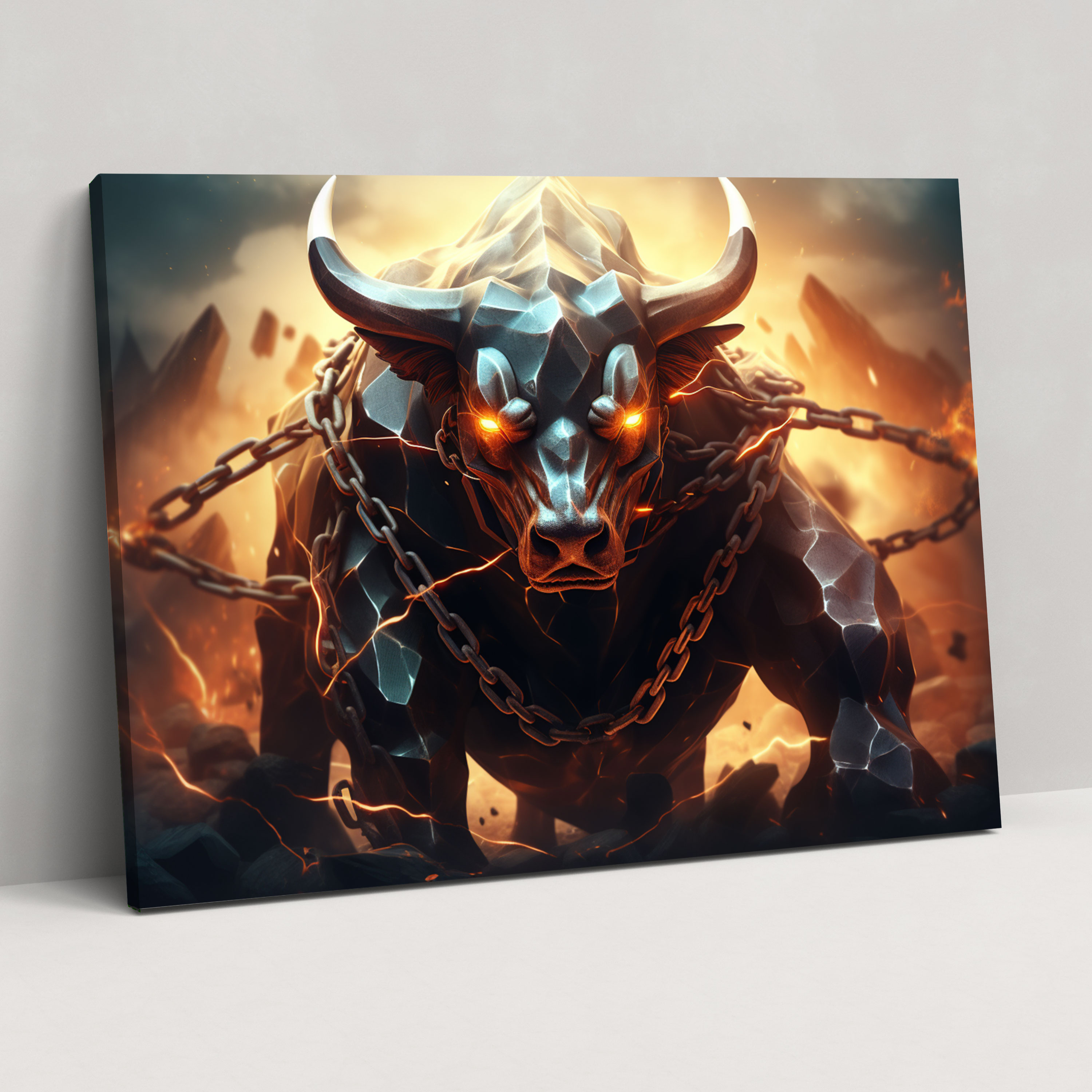 Blockchain Bull Canvas Print - Blockchain, Strength, Wall Decoration, Home Decoration
