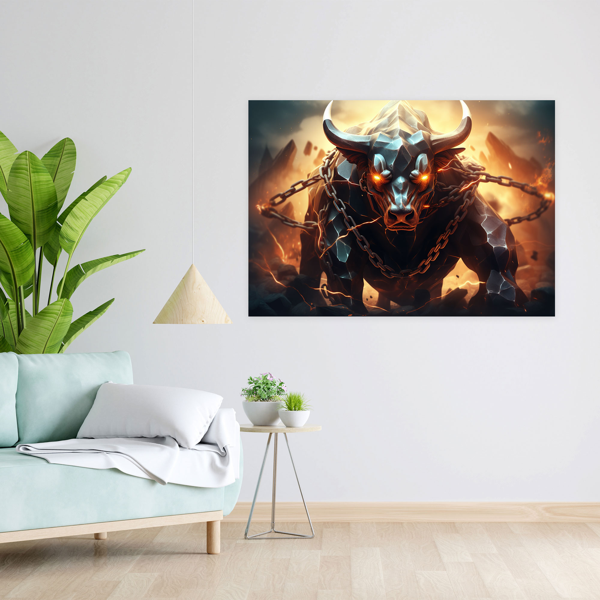 Blockchain Bull Canvas Print - Blockchain, Strength, Wall Decoration, Home Decoration