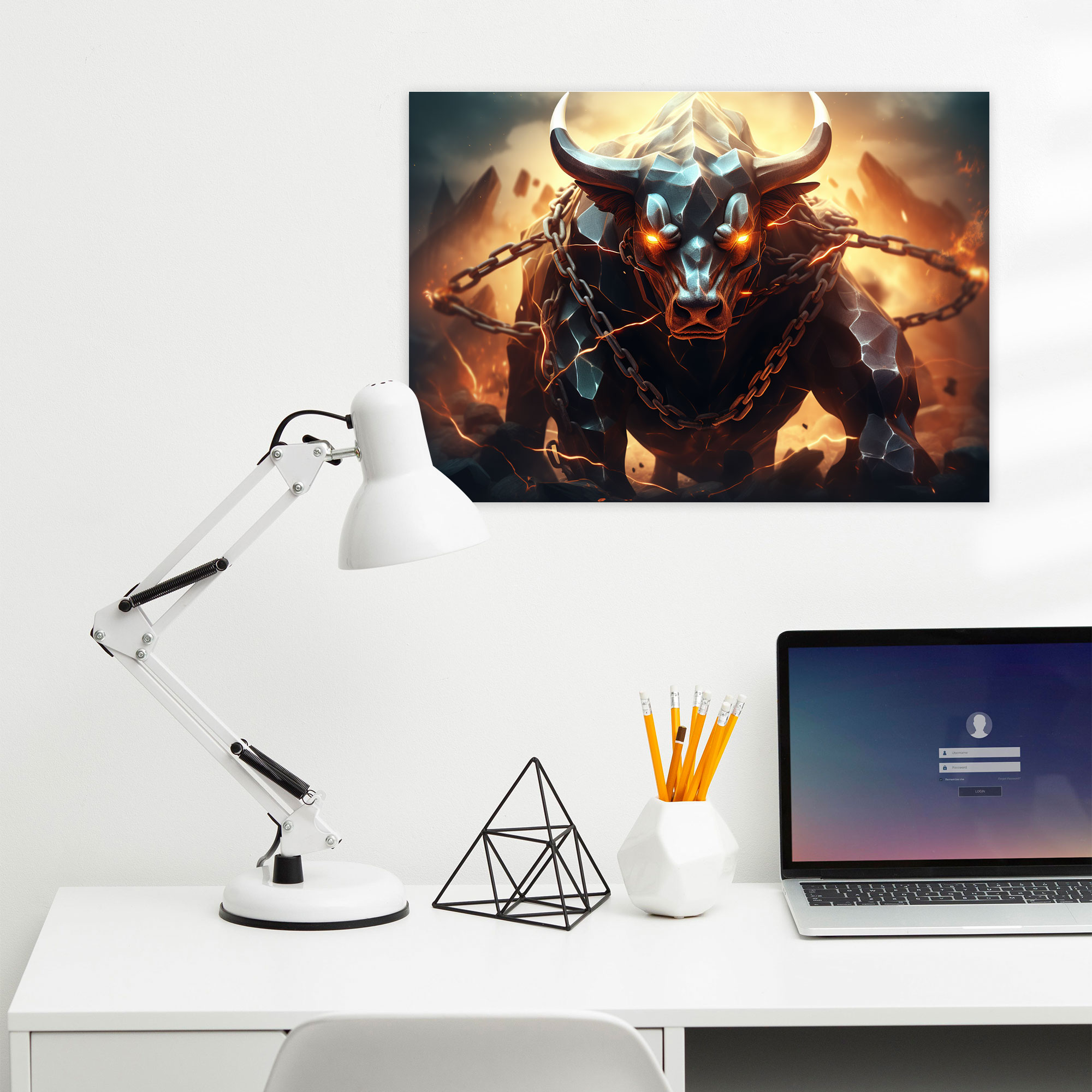 Blockchain Bull Canvas Print - Blockchain, Strength, Wall Decoration, Home Decoration