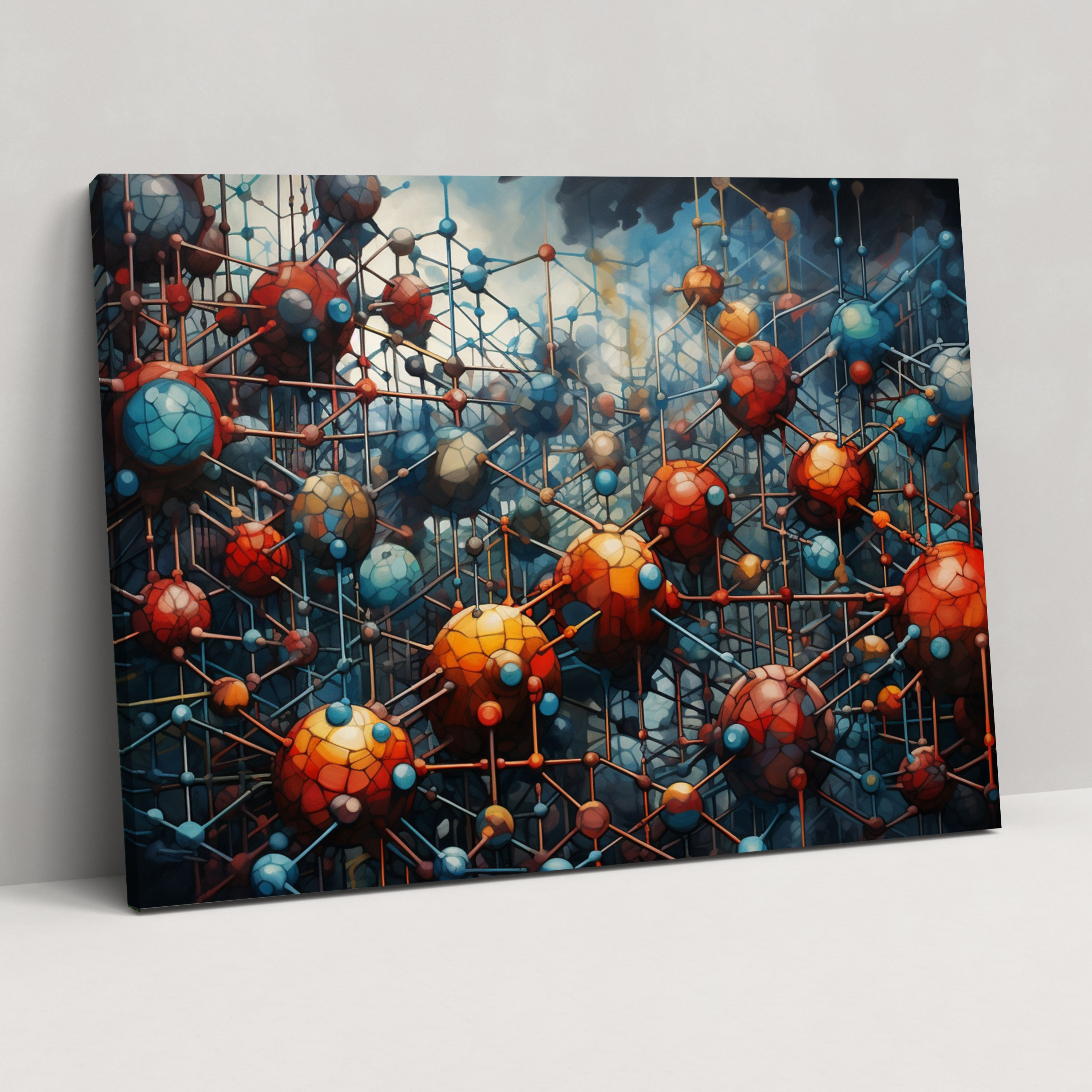 Intertwined Nodes Oil Canvas Print - Blockchain, Canvas Wall Art, Complex System, Canvas Print