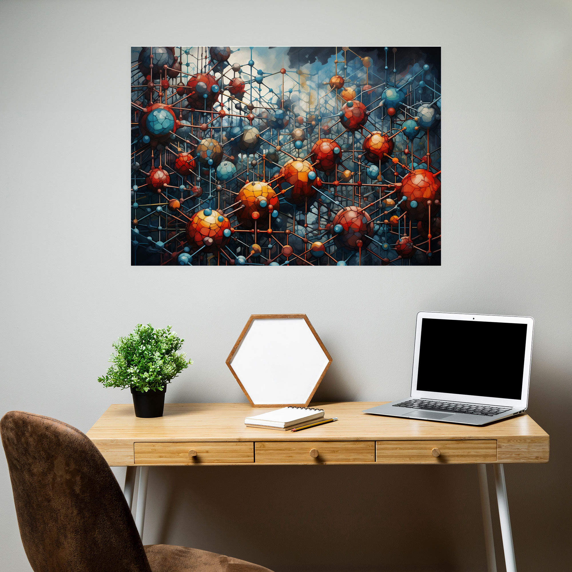 Intertwined Nodes Oil Canvas Print - Blockchain, Canvas Wall Art, Complex System, Canvas Print