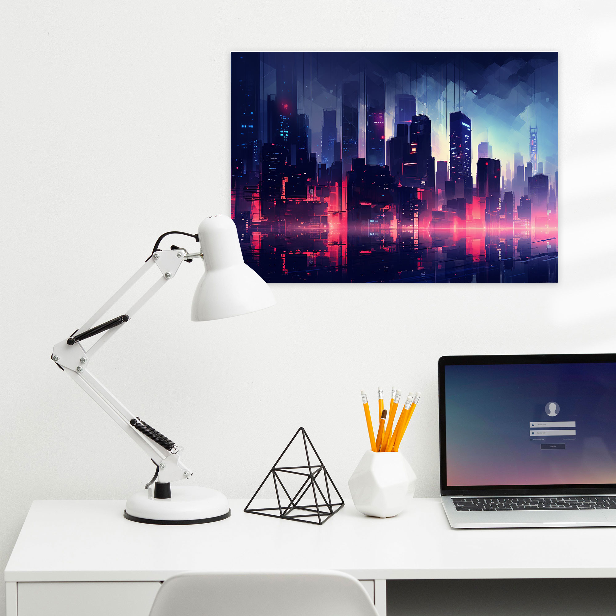 Blockchain Cityscape Wall Art - Blockchain, Digital Painting, Canvas Print, Wall Decoration