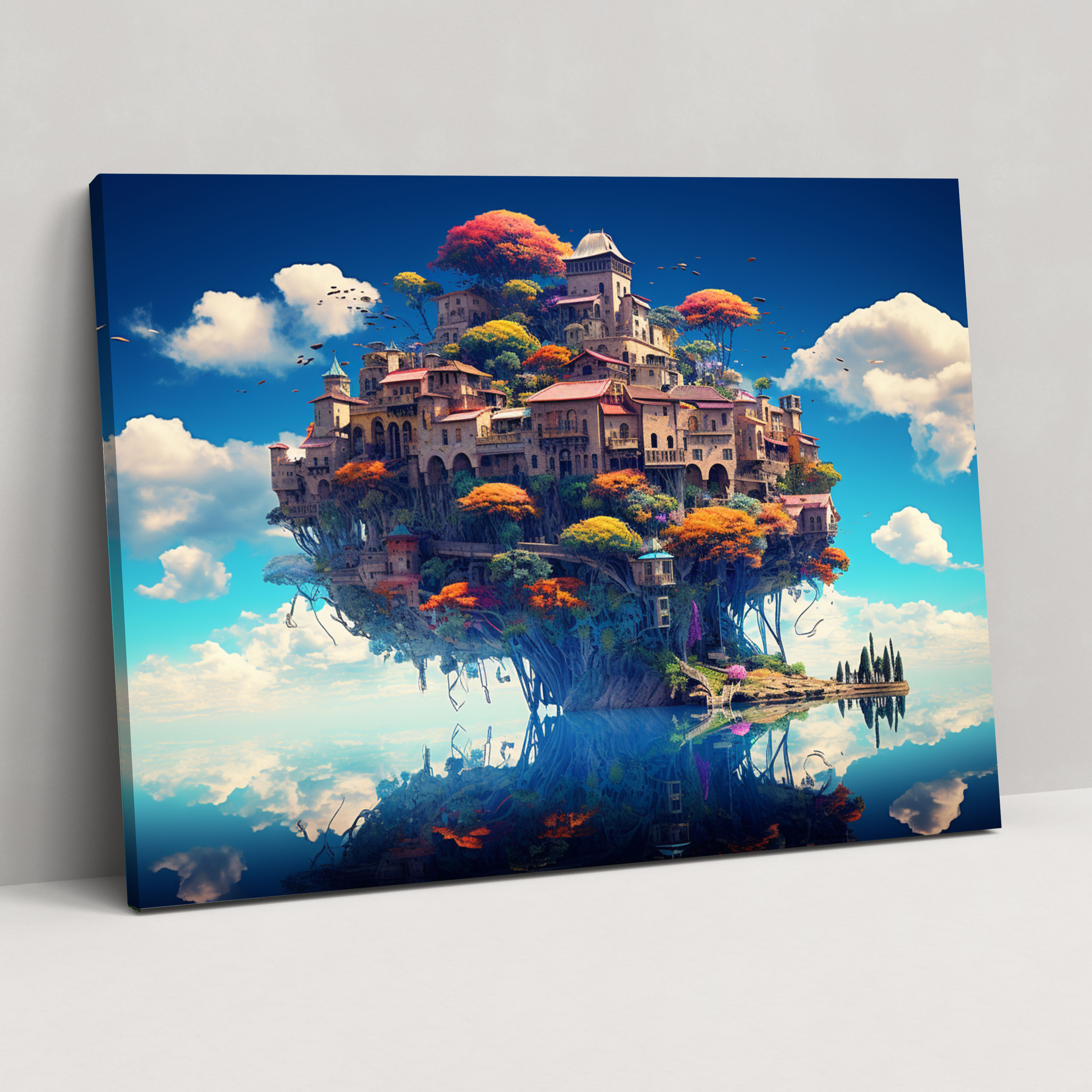 Blockchain Floating Island Wall Art - Blockchain, Digital Artwork, Unique Architecture, Blockchain