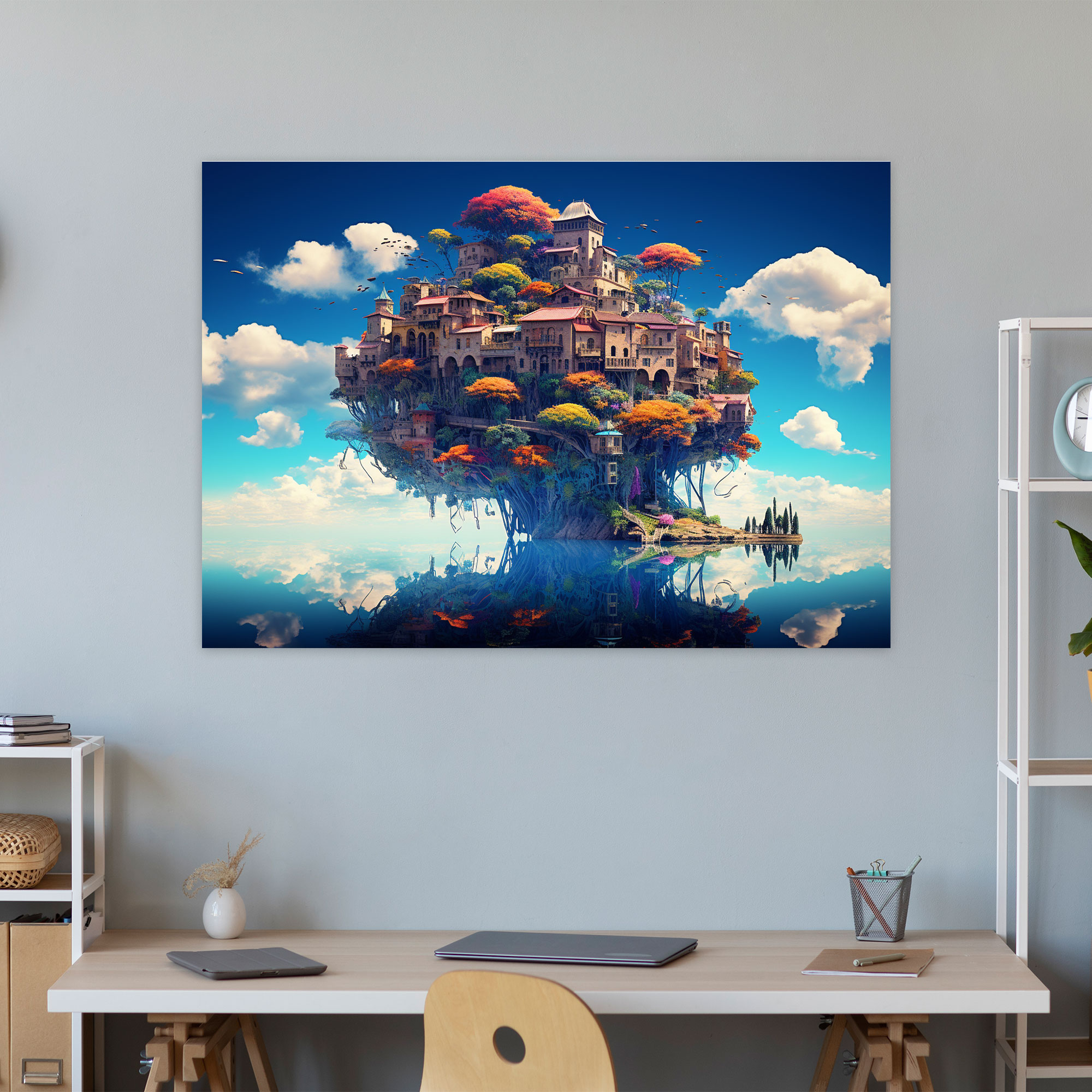 Blockchain Floating Island Wall Art - Blockchain, Digital Artwork, Unique Architecture, Blockchain