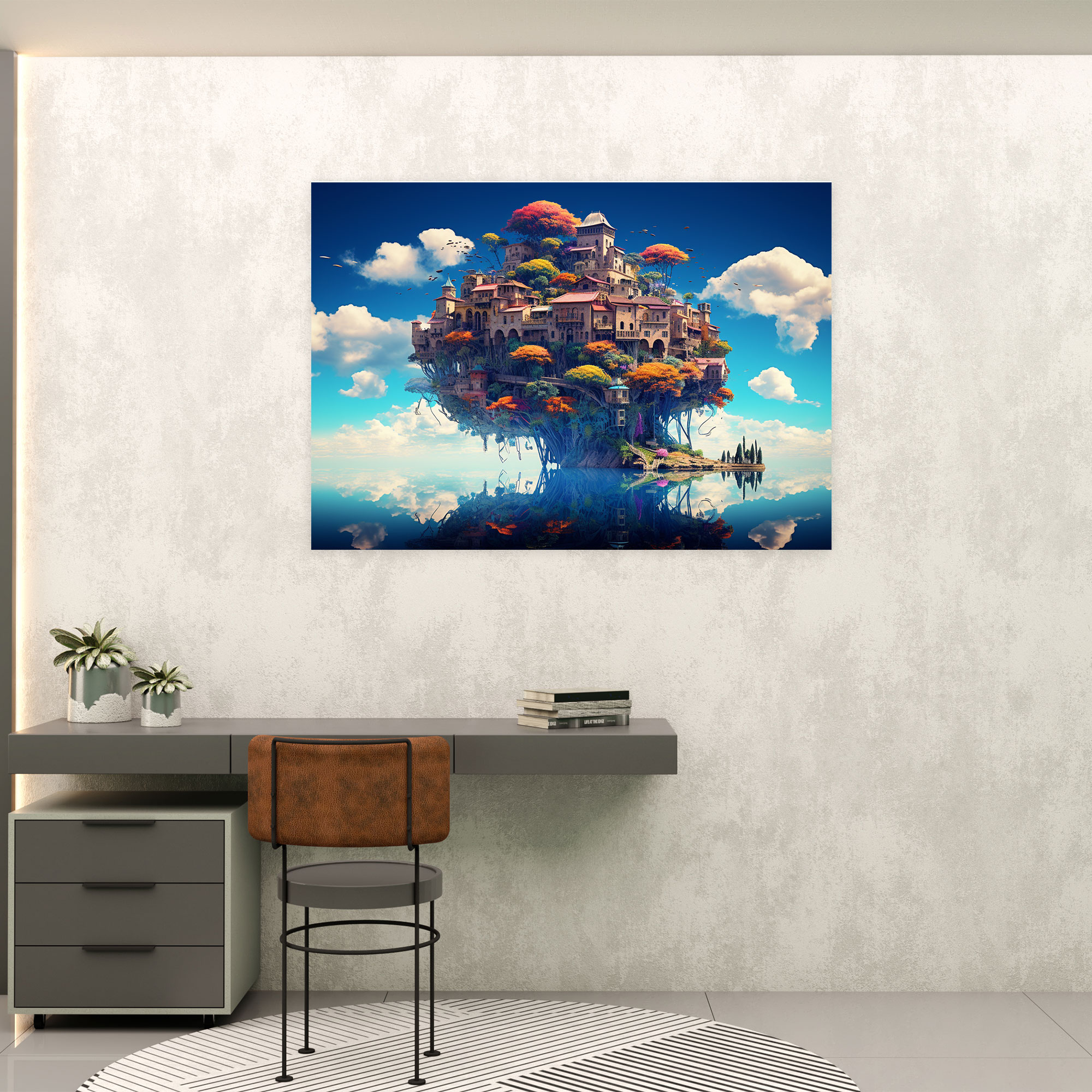 Blockchain Floating Island Wall Art - Blockchain, Digital Artwork, Unique Architecture, Blockchain