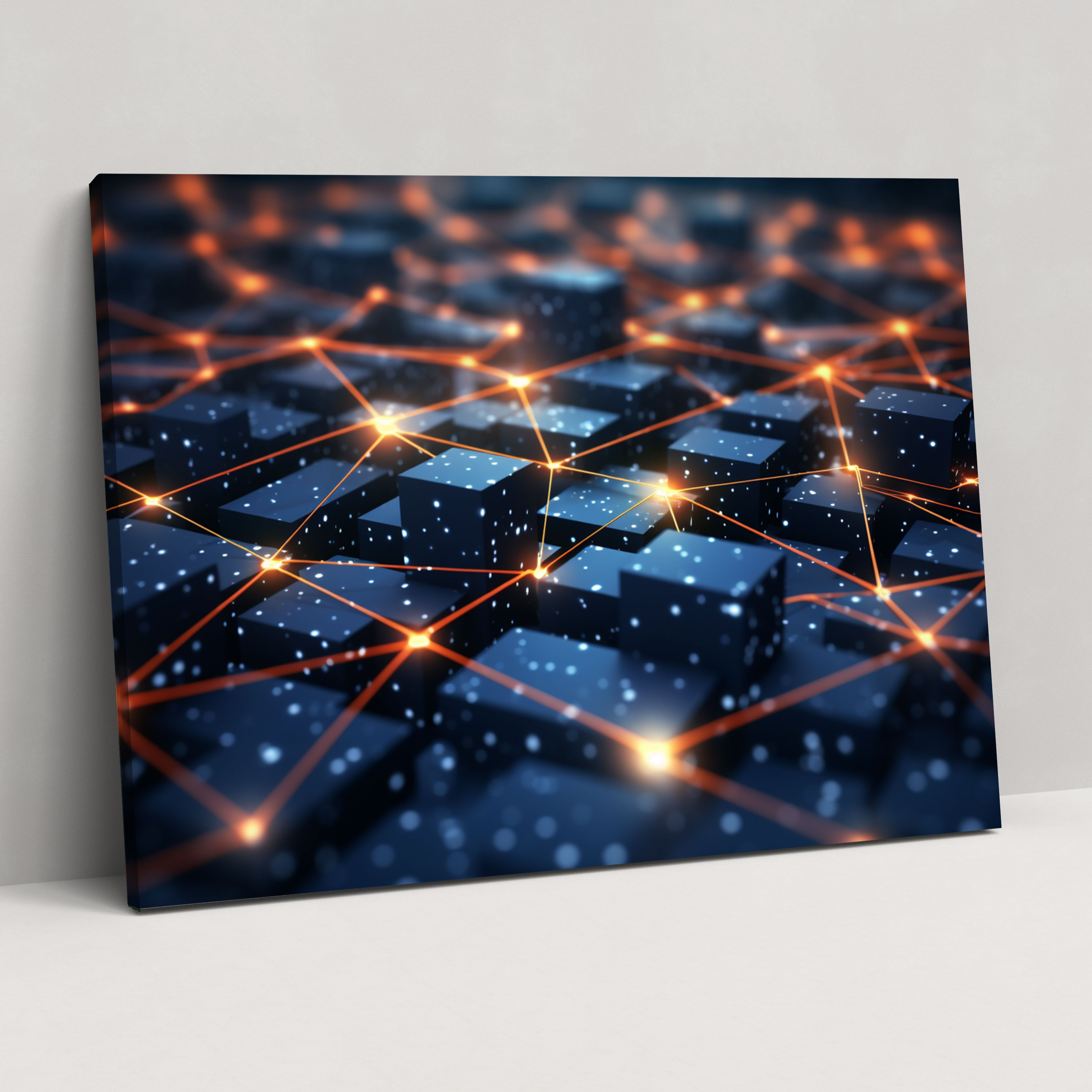 Etkili Blockchain Ağı Duvar Sanatı - Blockchain Kanvas Ev Dekorasyonu