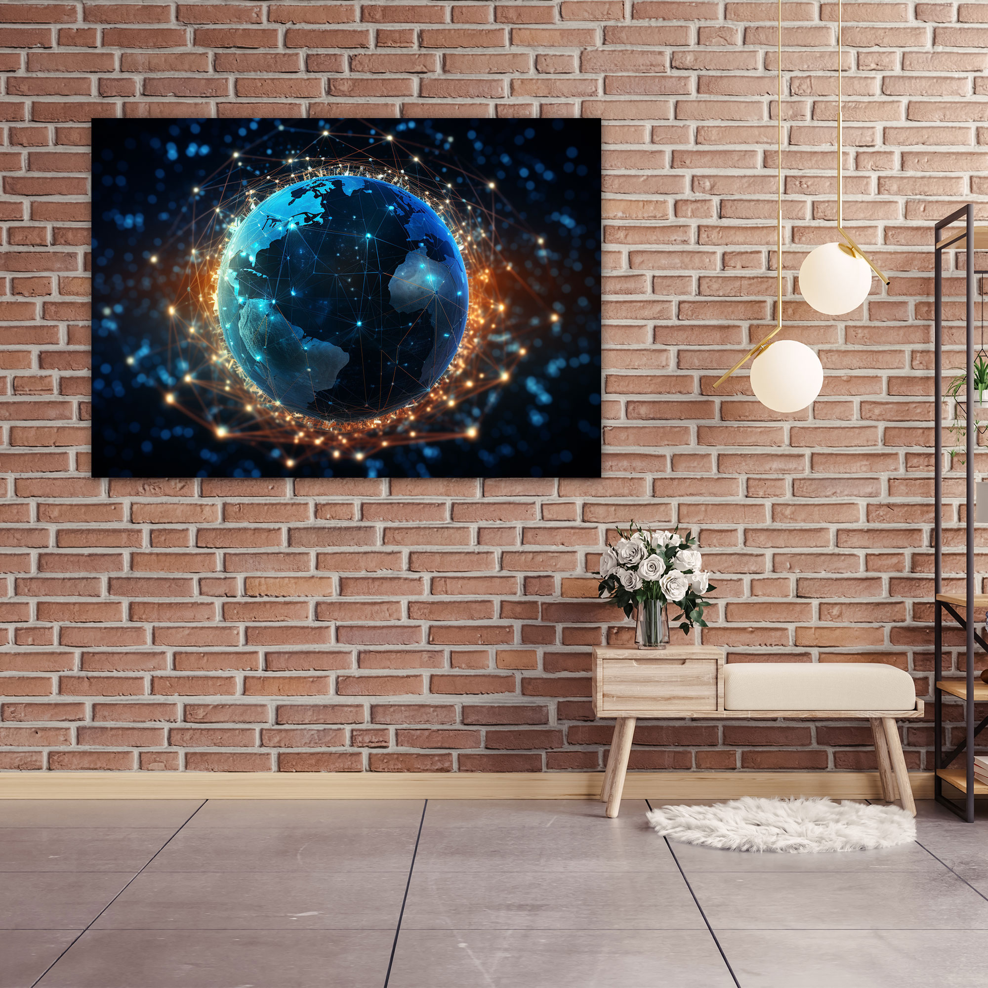 Küresel Blockchain Etkisi Duvar Sanatı - Blockchain Blockchain Duvar Sanatı Kanvas Blockchain Kanvas Tablo