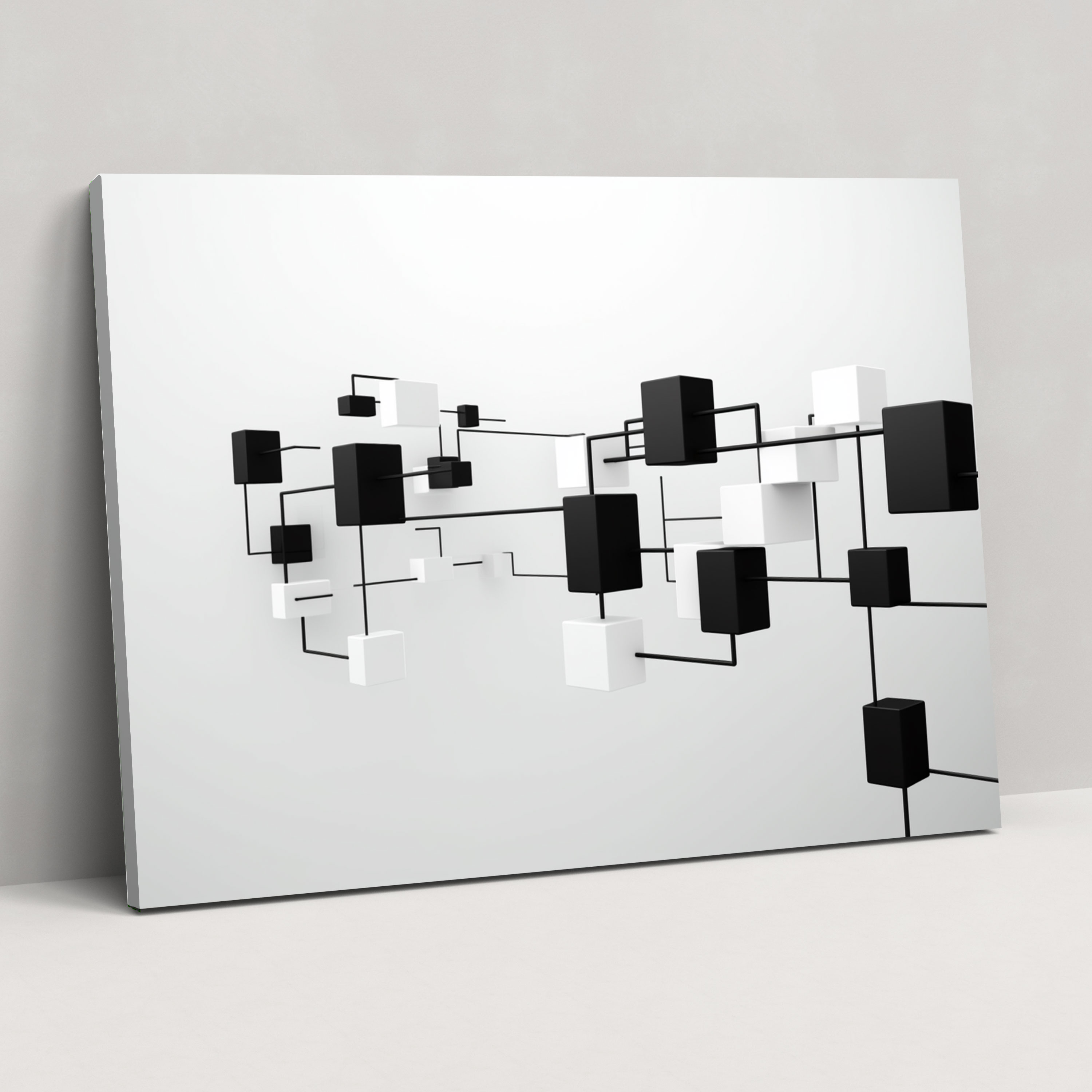 Blockchain Interconnected Blocks Canvas Print - Blockchain, Wall Art, Wall Decoration, Home Decoration