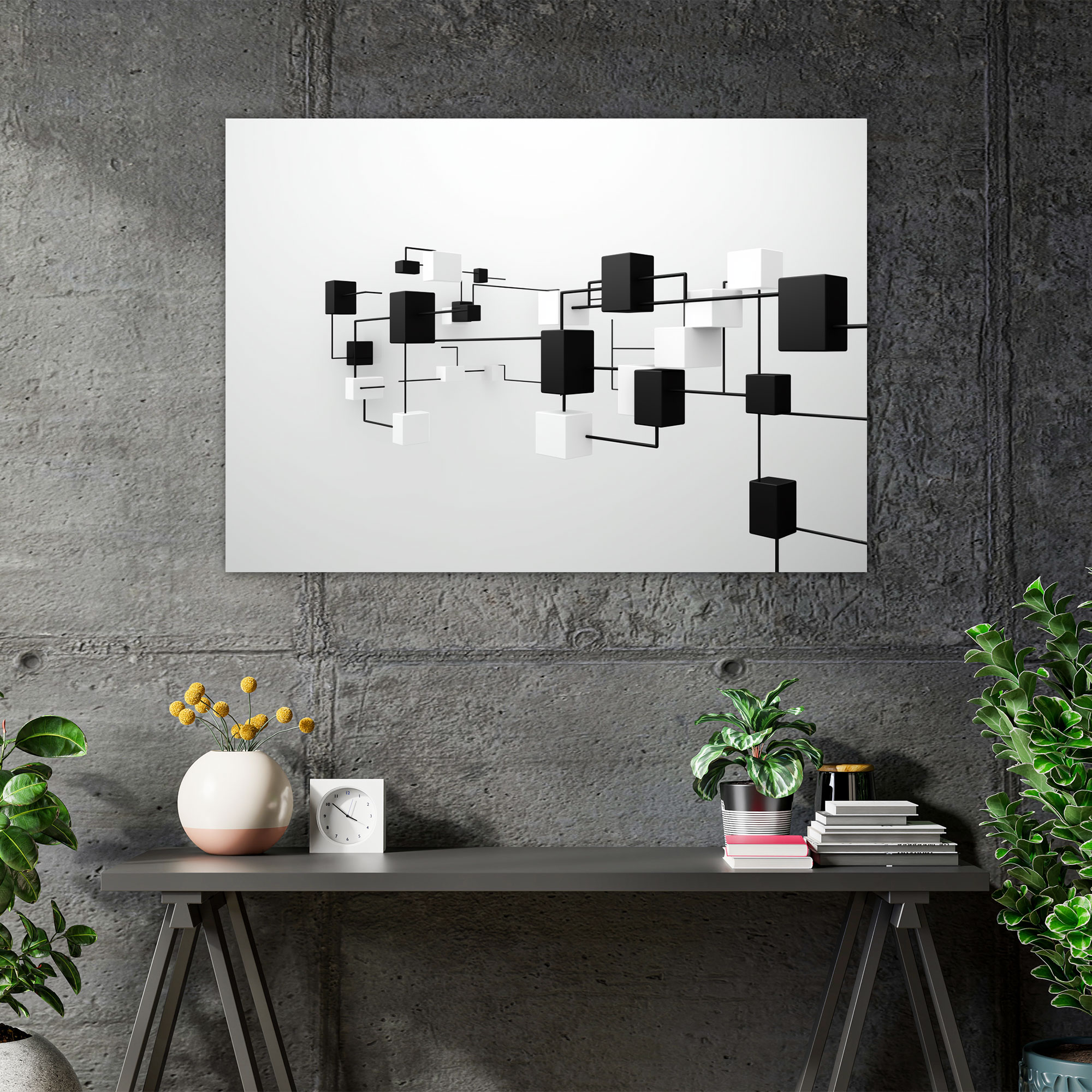 Blockchain Interconnected Blocks Canvas Print - Blockchain, Wall Art, Wall Decoration, Home Decoration
