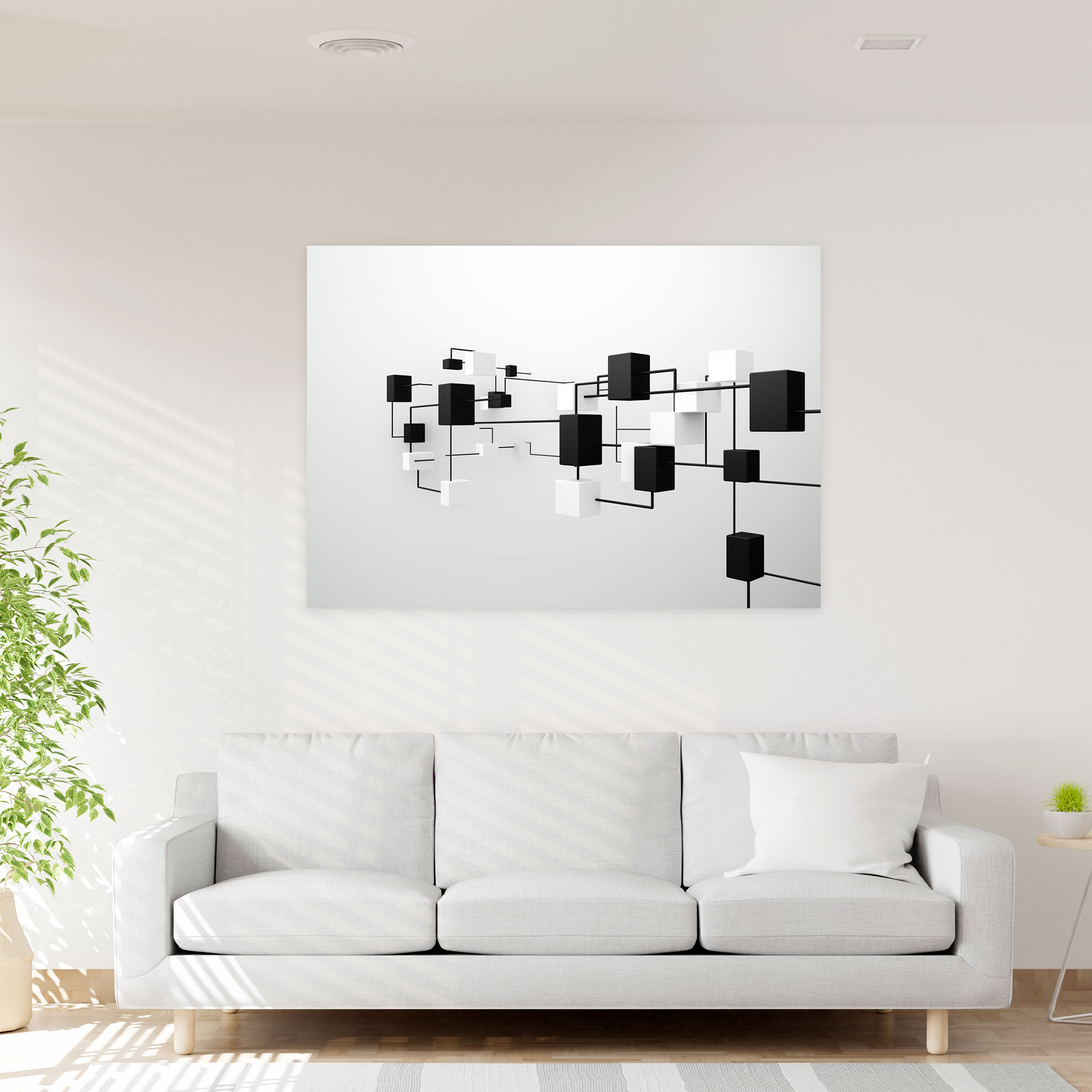 Blockchain Interconnected Blocks Canvas Print - Blockchain, Wall Art, Wall Decoration, Home Decoration