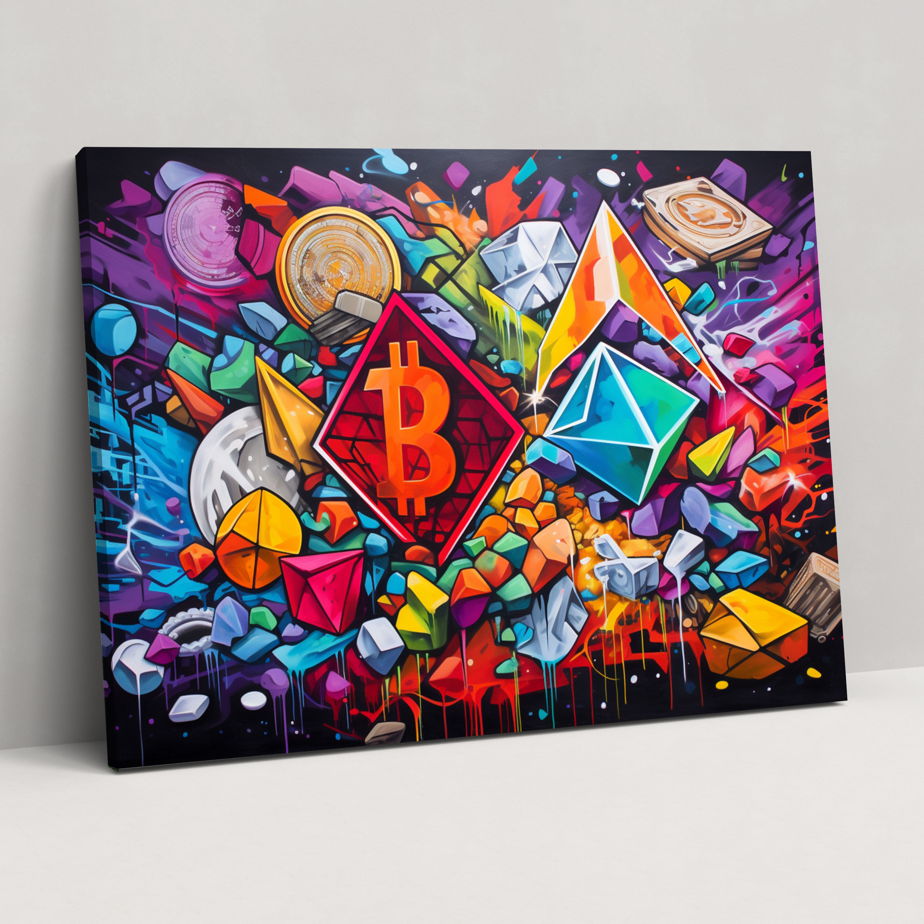 Blockchain Cryptocurrency Graffiti Canvas Print - Blockchain, Graffiti, Canvas Wall Art, Blockchain
