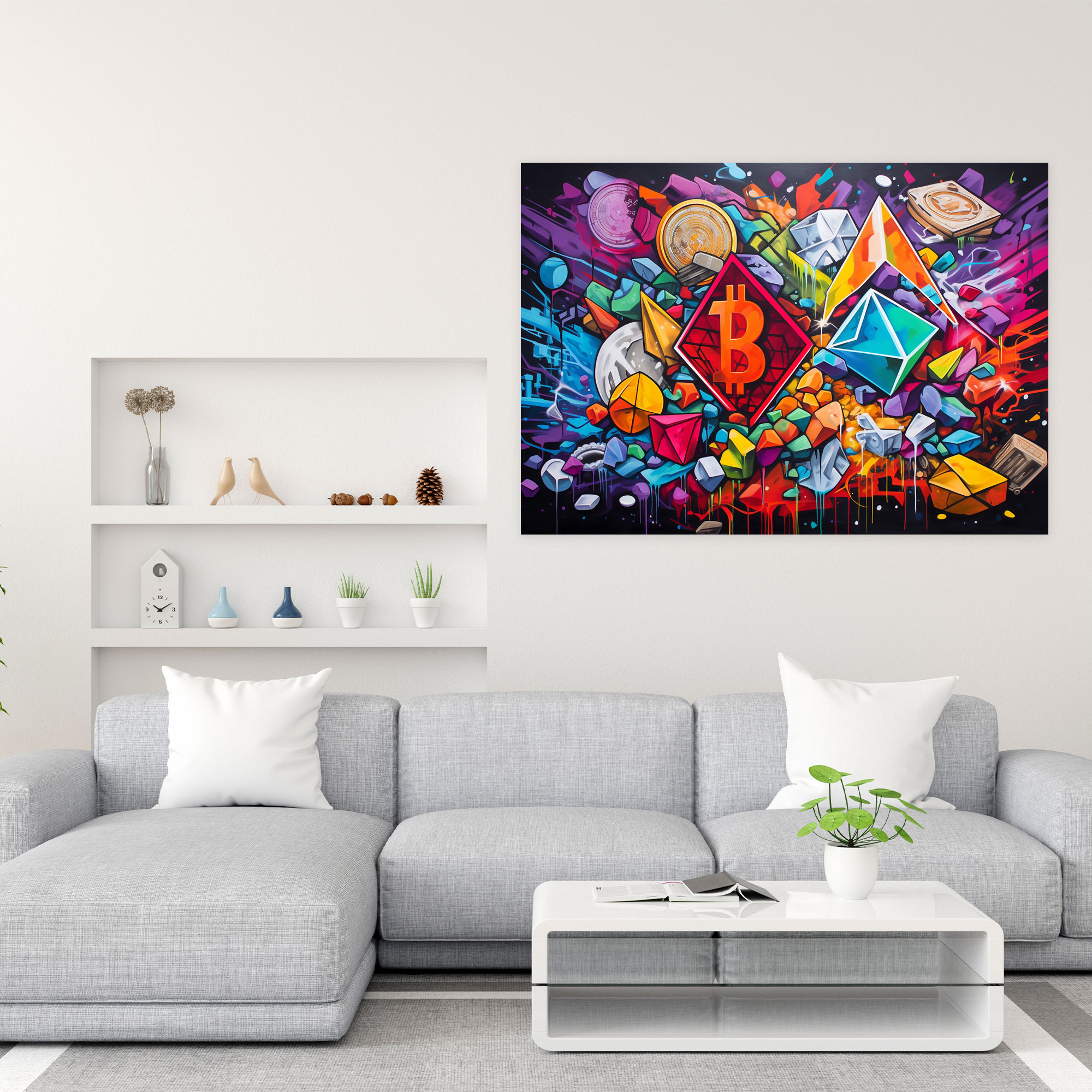 Blockchain Cryptocurrency Graffiti Canvas Print - Blockchain, Graffiti, Canvas Wall Art, Blockchain
