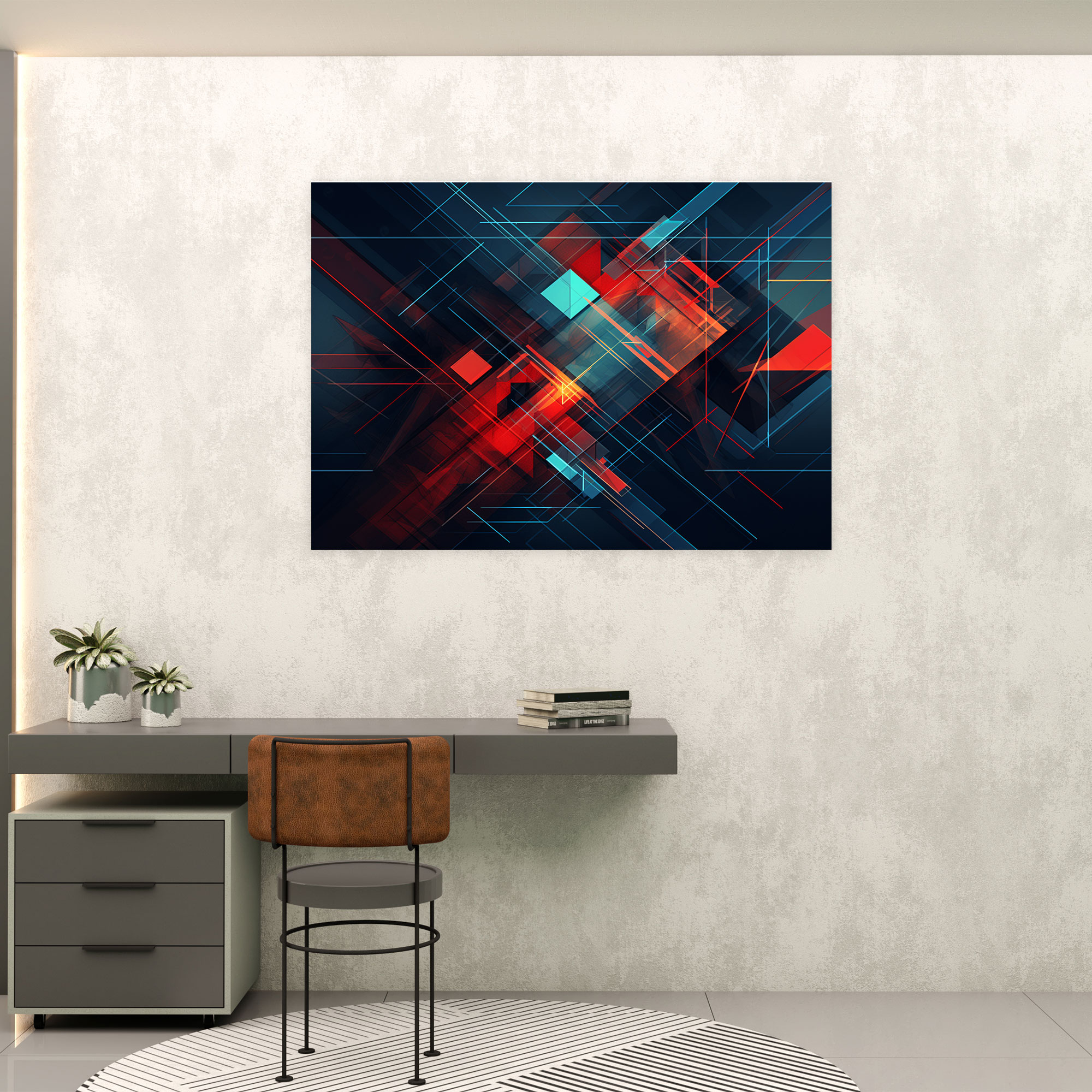 Blockchain Geometric Abstract Canvas Print - Blockchain, Blockchain Technology, Contemporary, Canvas