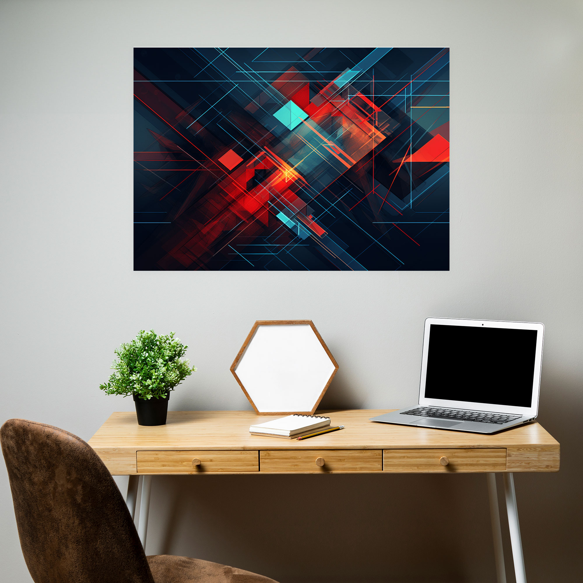 Blockchain Geometric Abstract Canvas Print - Blockchain, Blockchain Technology, Contemporary, Canvas