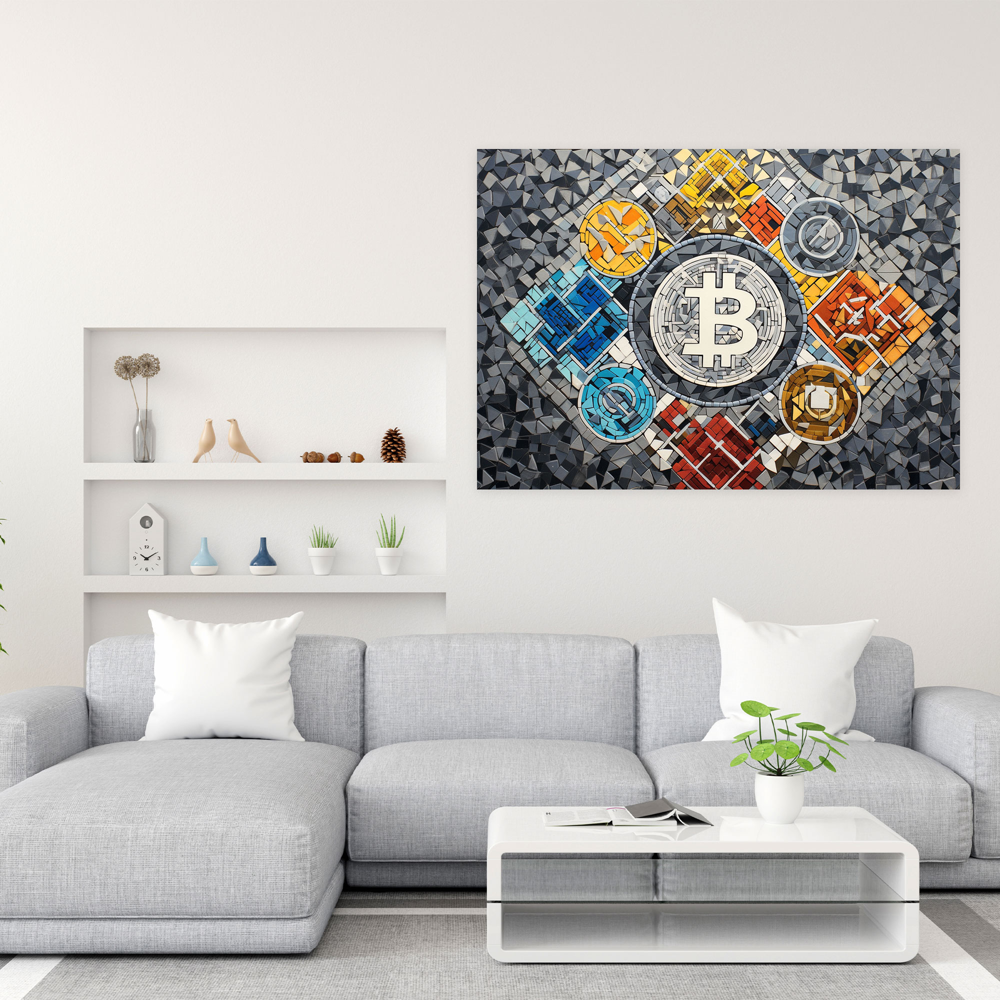 Blockchain Cryptocurrency Collage Canvas Print - Blockchain, Canvas Wall Art, Wall Decoration, Blockchain