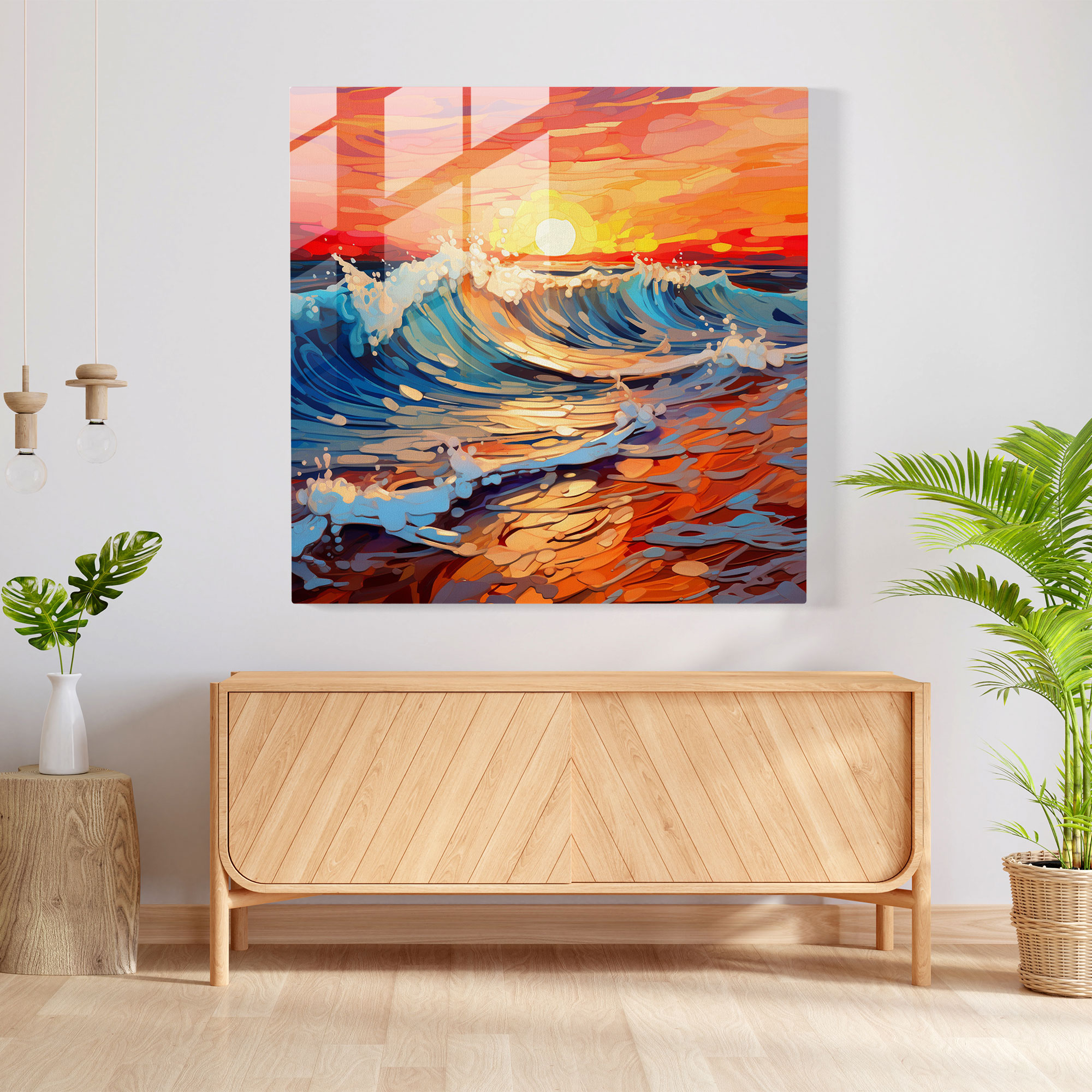 Beach Waves Glass Print - Beach, Glass Art, Wall Decoration, Home Decoration
