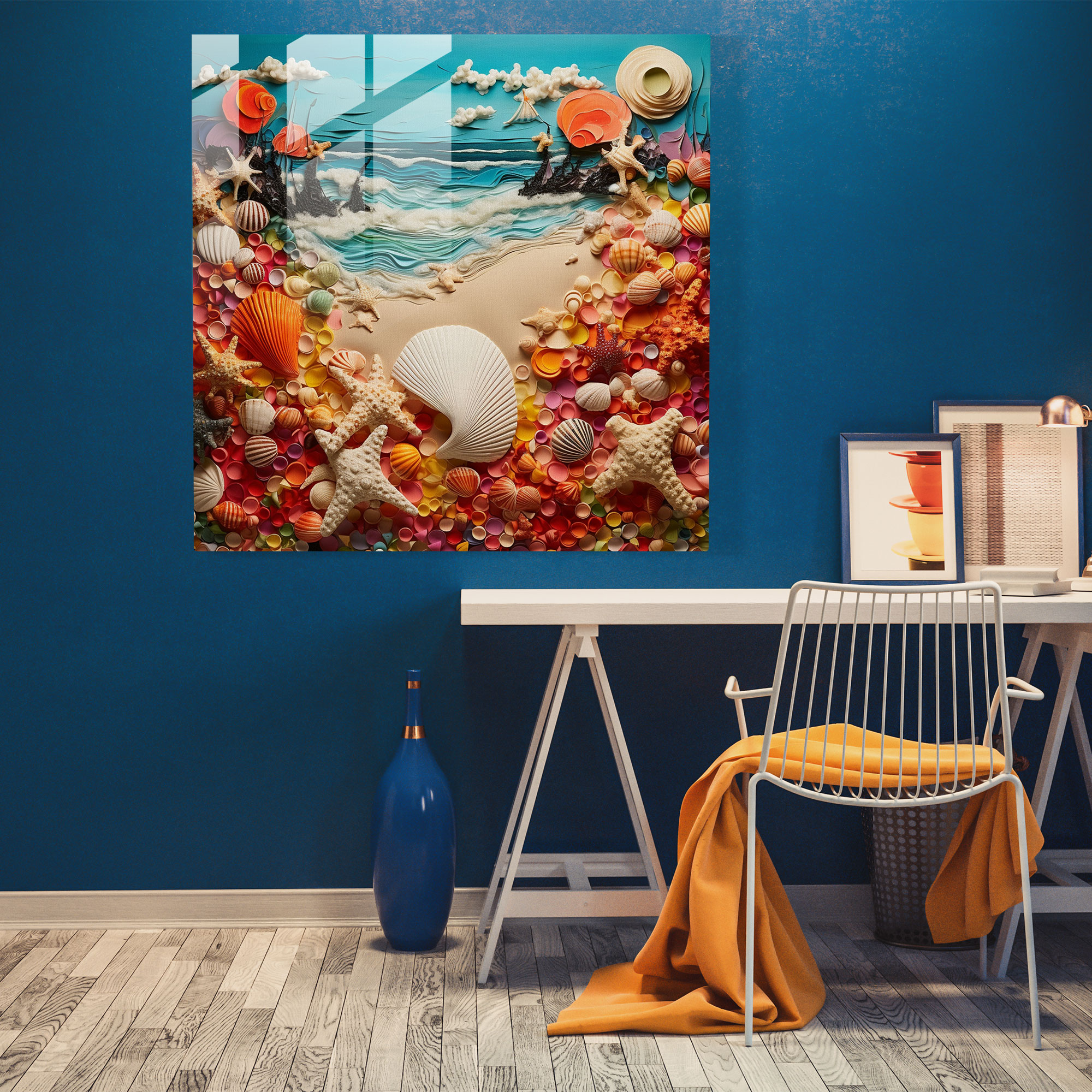 Colorful Beach Collage Glass Print - Beach, Landscapes, Glass Wall Art, Glass Print