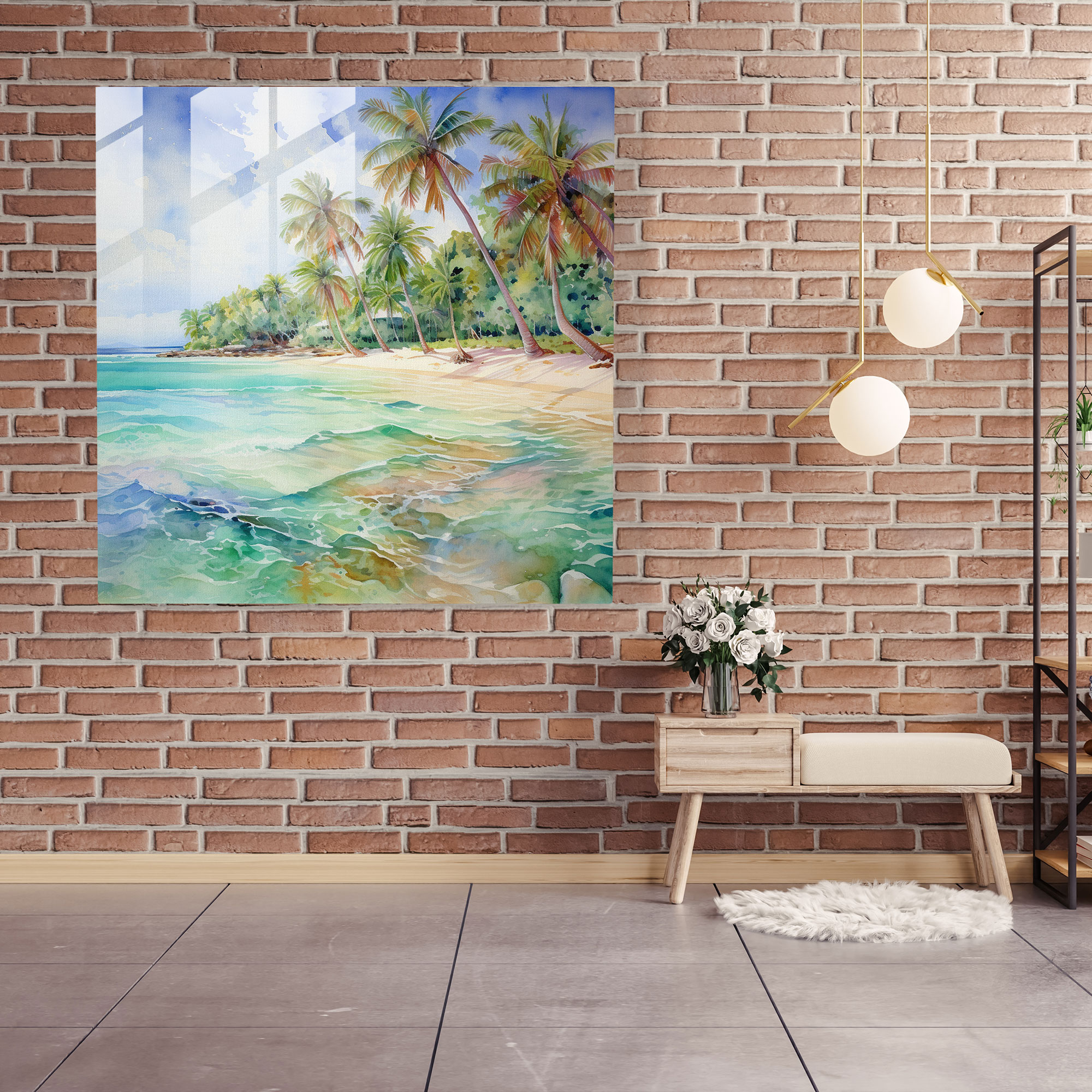 Beach Paradise Glass Print - Beach, Glass Wall Art, Glass Print, Modern Art