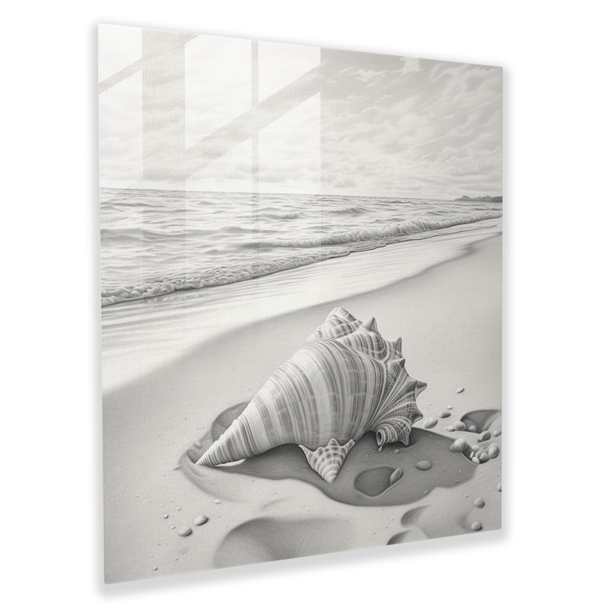 Seashell Serenade Glass Print - Beach, Glass Art, Home Decoration, Beach Theme