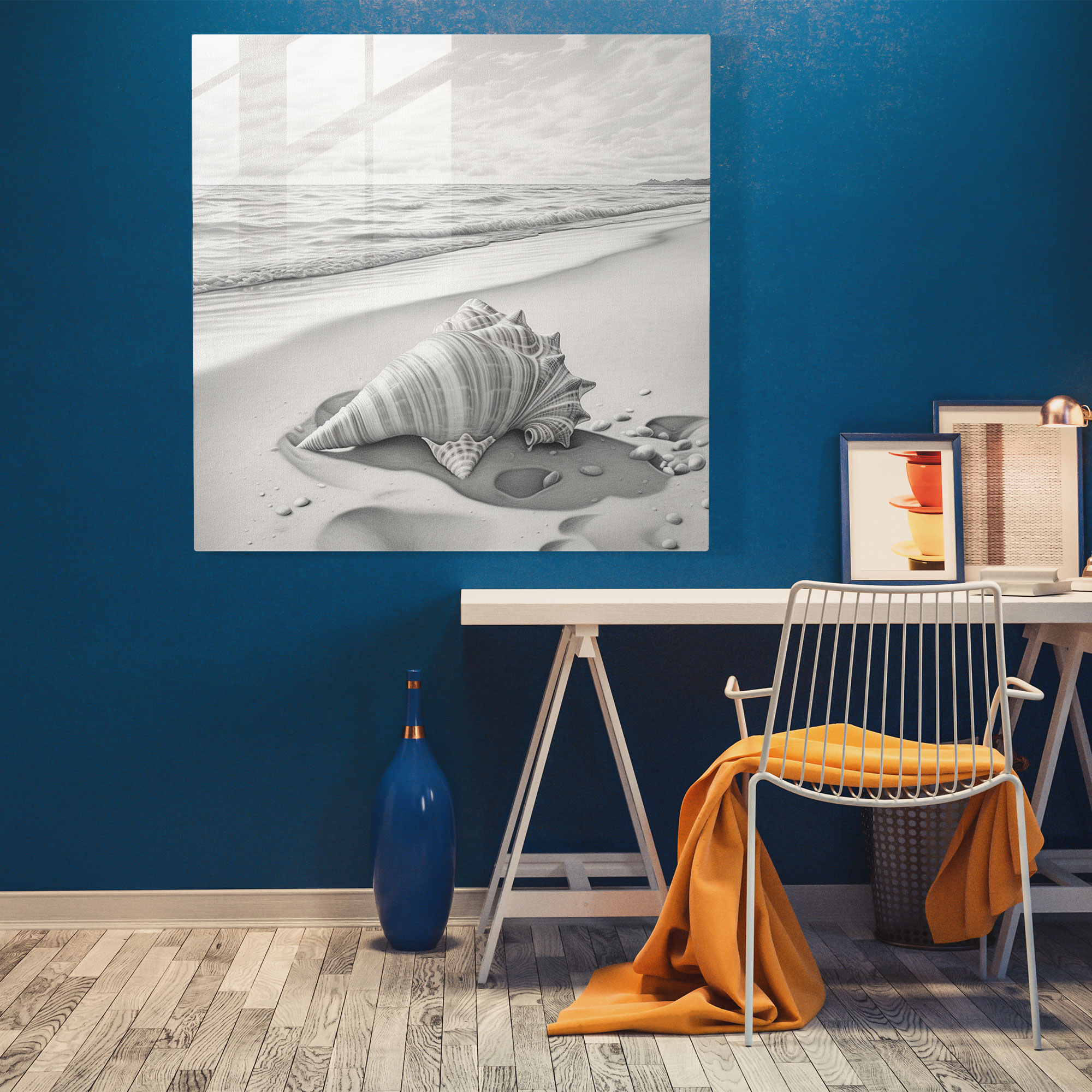 Seashell Serenade Glass Print - Beach, Glass Art, Home Decoration, Beach Theme