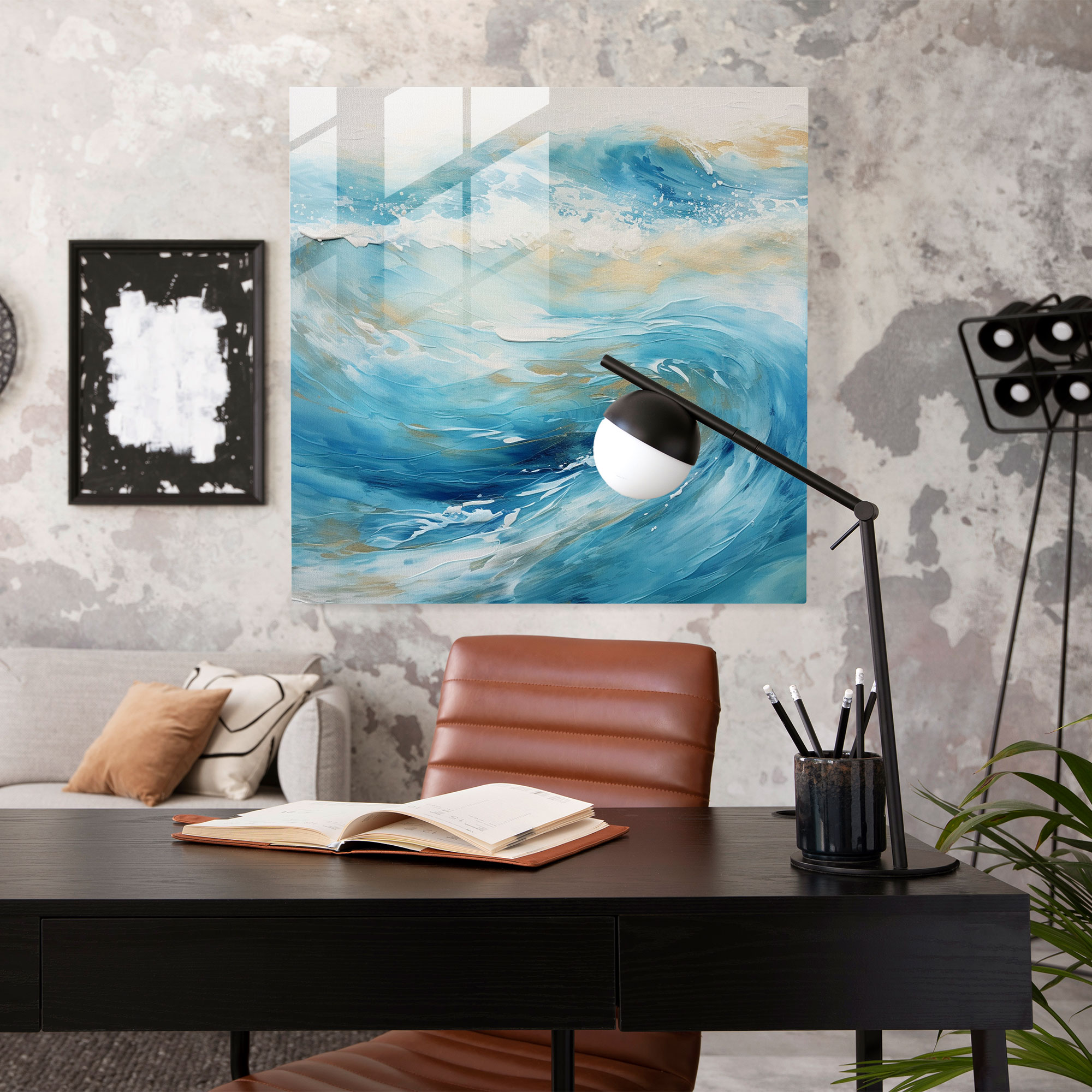 Coastal Waves Glass Print - Beach, Modern Art, Glass Print, Abstract Painting