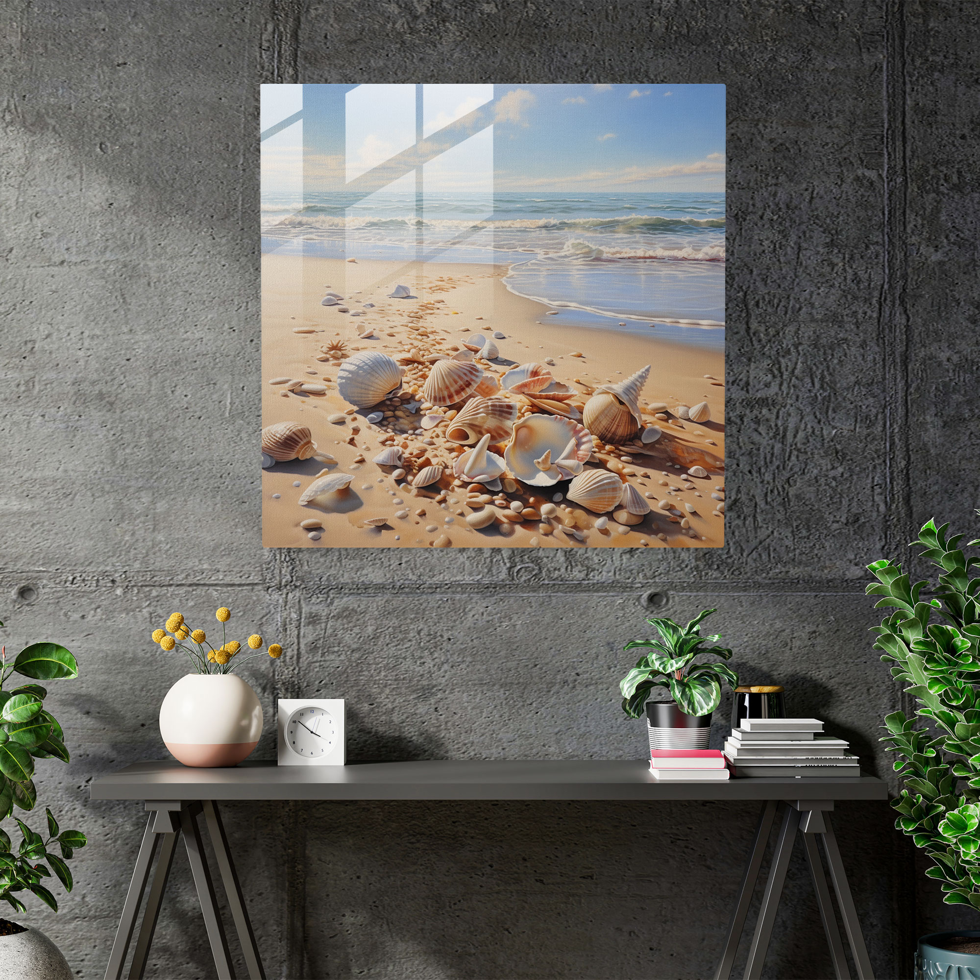 Seashell Treasures Glass Print - Beach, Nostalgia, Glass Print, Seashells