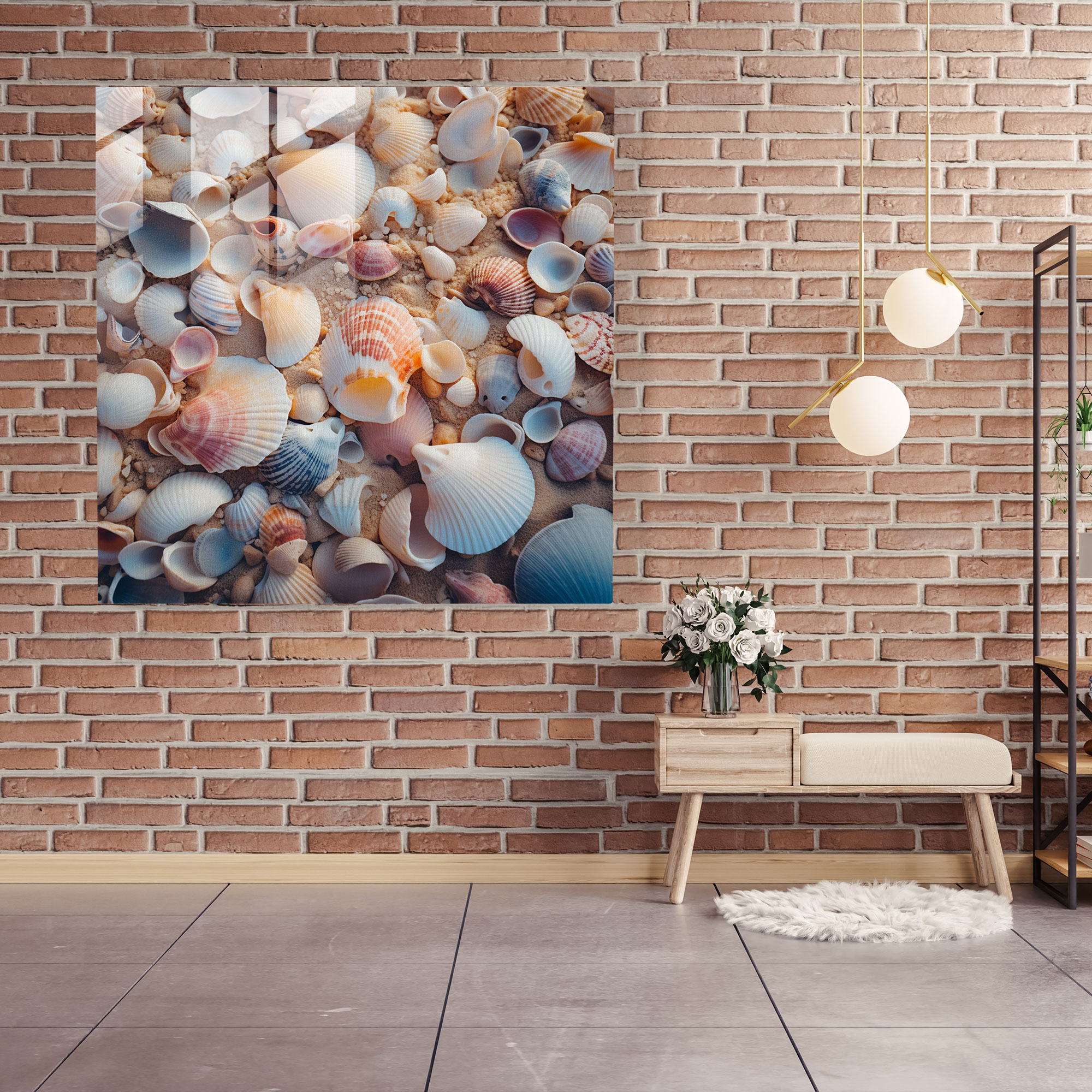 Seashell Beach Glass Print - Beach, Glass Print, Glass Wall Art, Wall Decoration