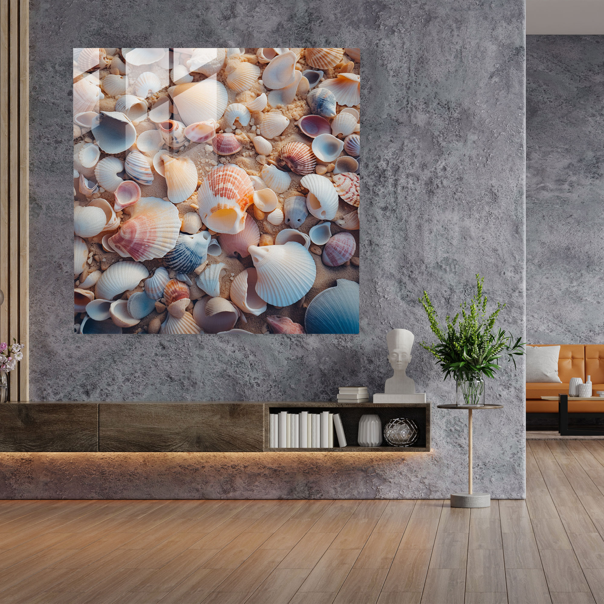 Seashell Beach Glass Print - Beach, Glass Print, Glass Wall Art, Wall Decoration