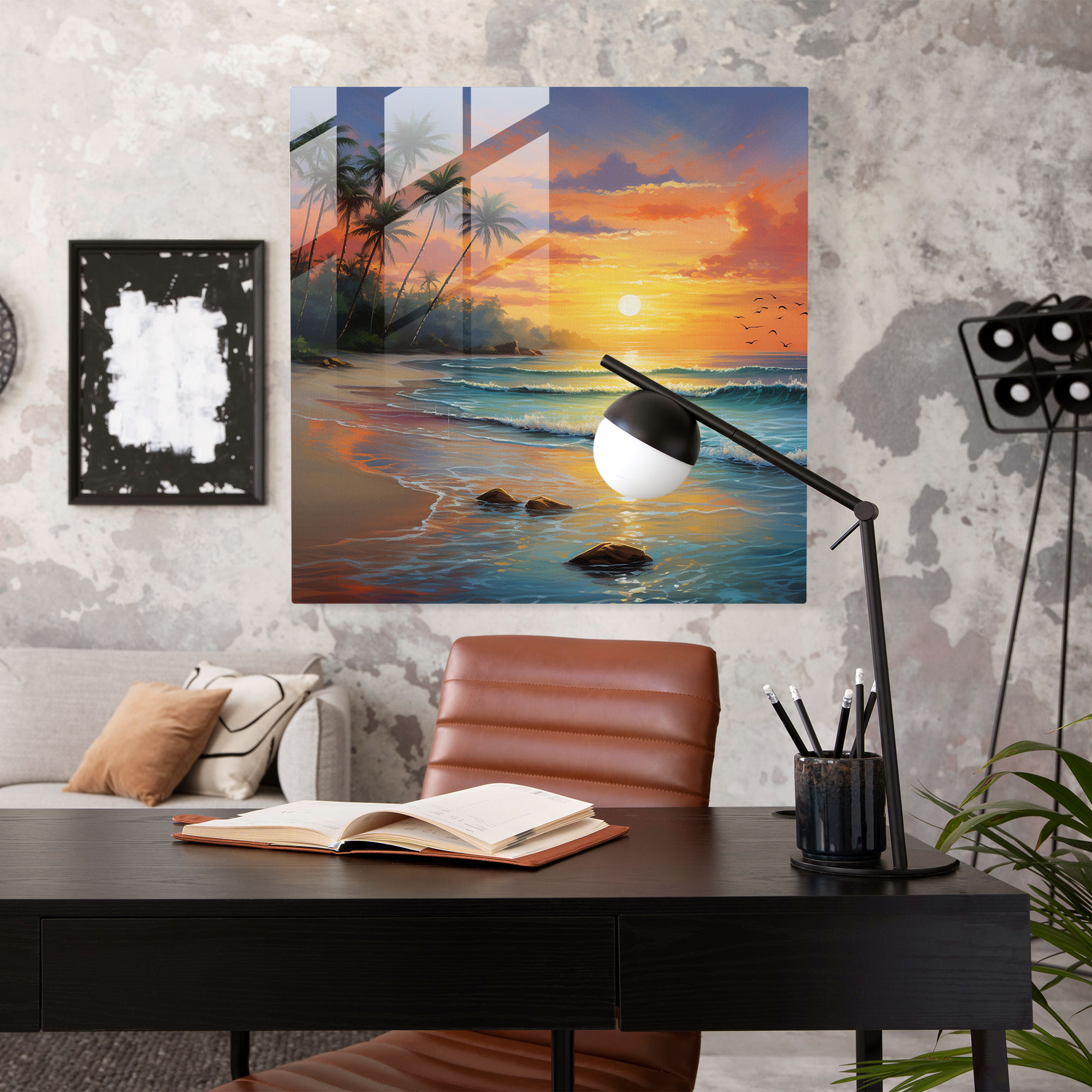 Tranquil Beach Glass Print - Beach, Home Decoration, Beach, Gentle Waves