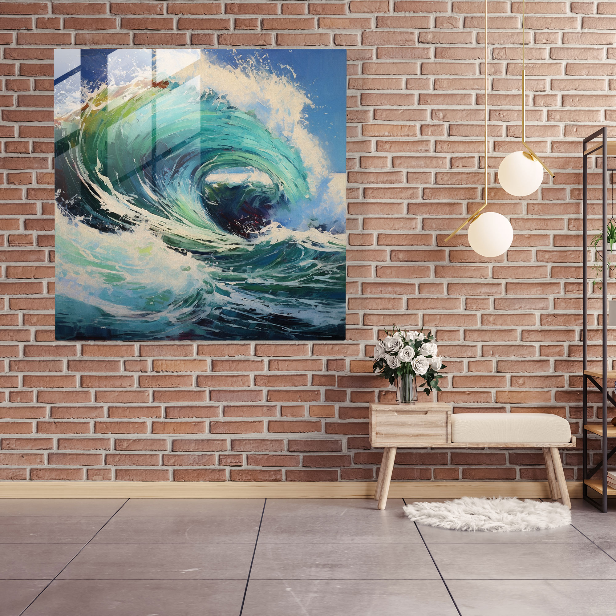 Crashing Waves Glass Print - Beach, Glass Wall Art, Ocean Energy, Wall Decoration