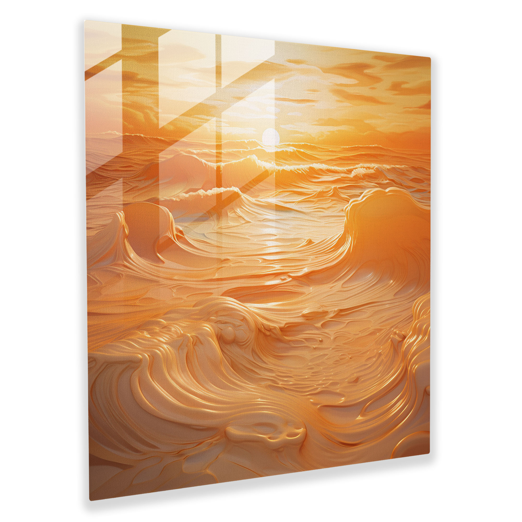 Coastal Harmony Glass Print - Beach, Wall Decoration, Sand Interplay, Home Decoration