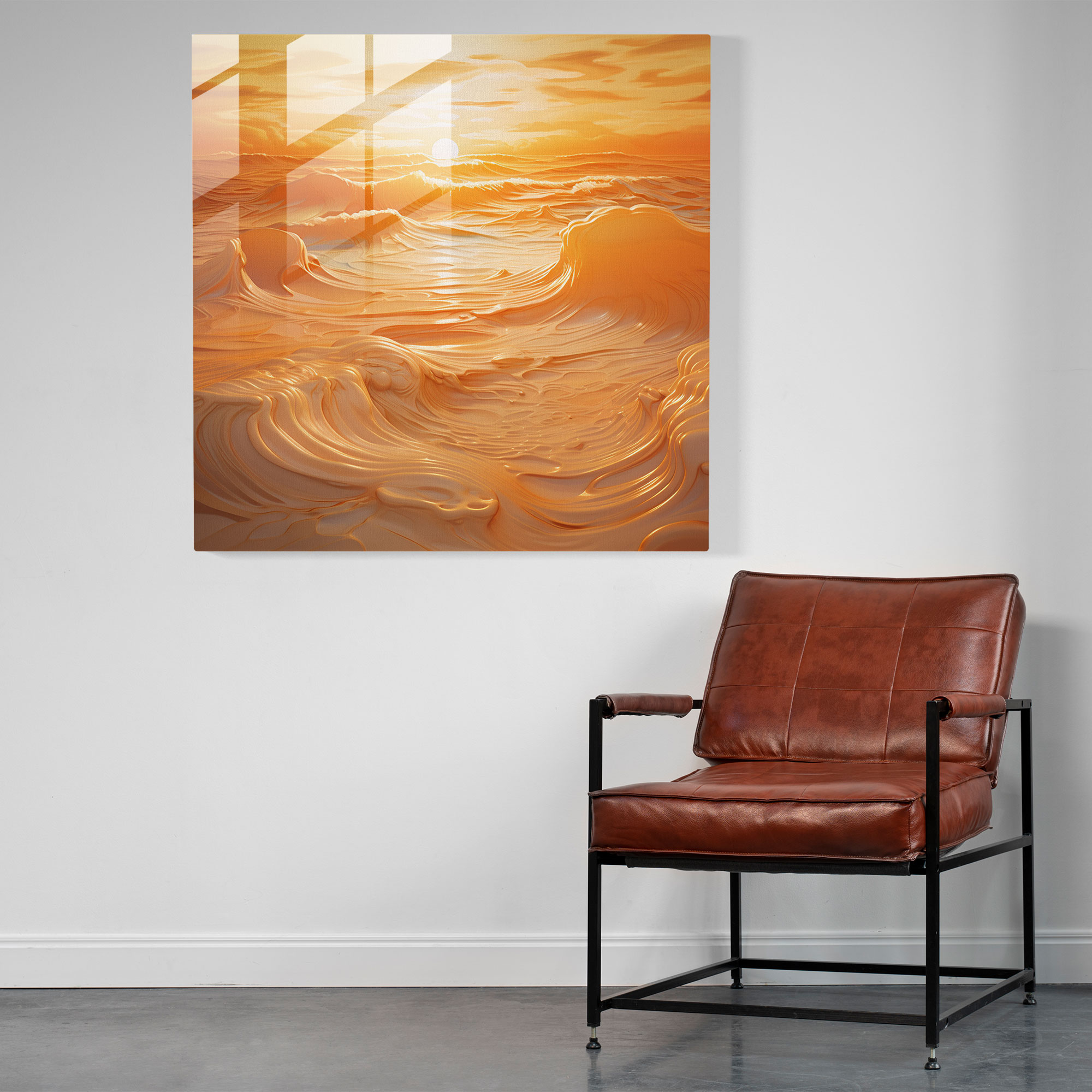 Coastal Harmony Glass Print - Beach, Wall Decoration, Sand Interplay, Home Decoration
