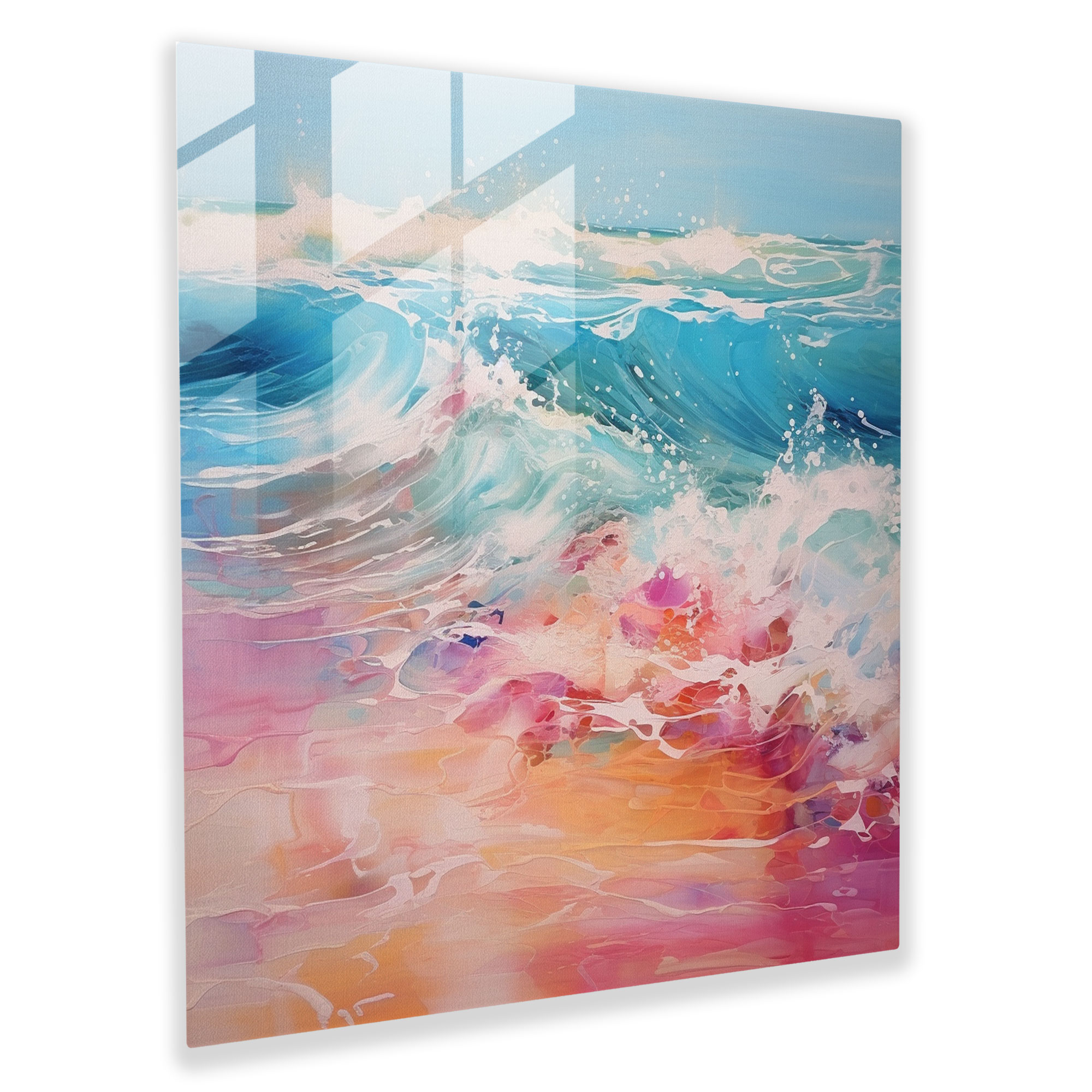 Beach Vibes Glass Print - Beach, Waves, Abstract Painting, Home Decoration
