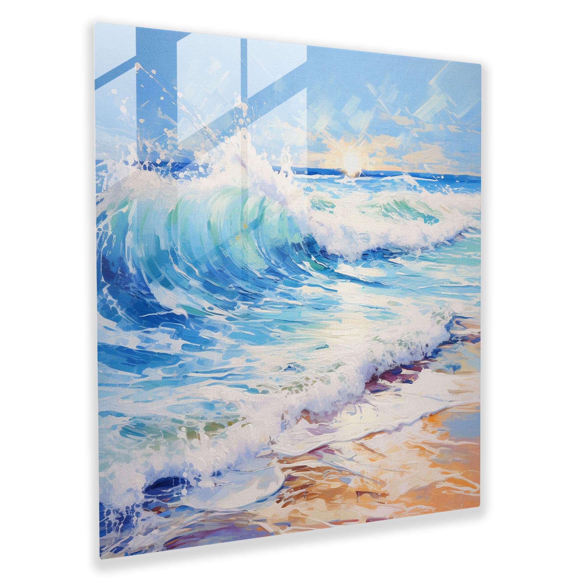Crashing Waves Glass Print - Beach, Home Decoration, Crashing Waves, Glass Wall Art