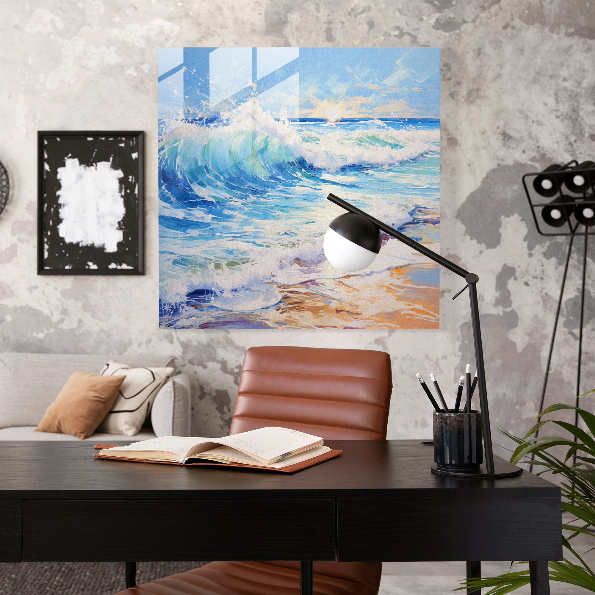 Crashing Waves Glass Print - Beach, Home Decoration, Crashing Waves, Glass Wall Art