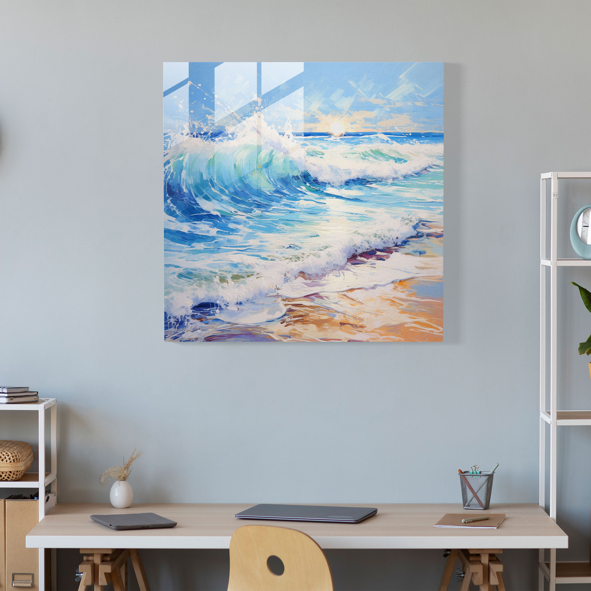 Crashing Waves Glass Print - Beach, Home Decoration, Crashing Waves, Glass Wall Art