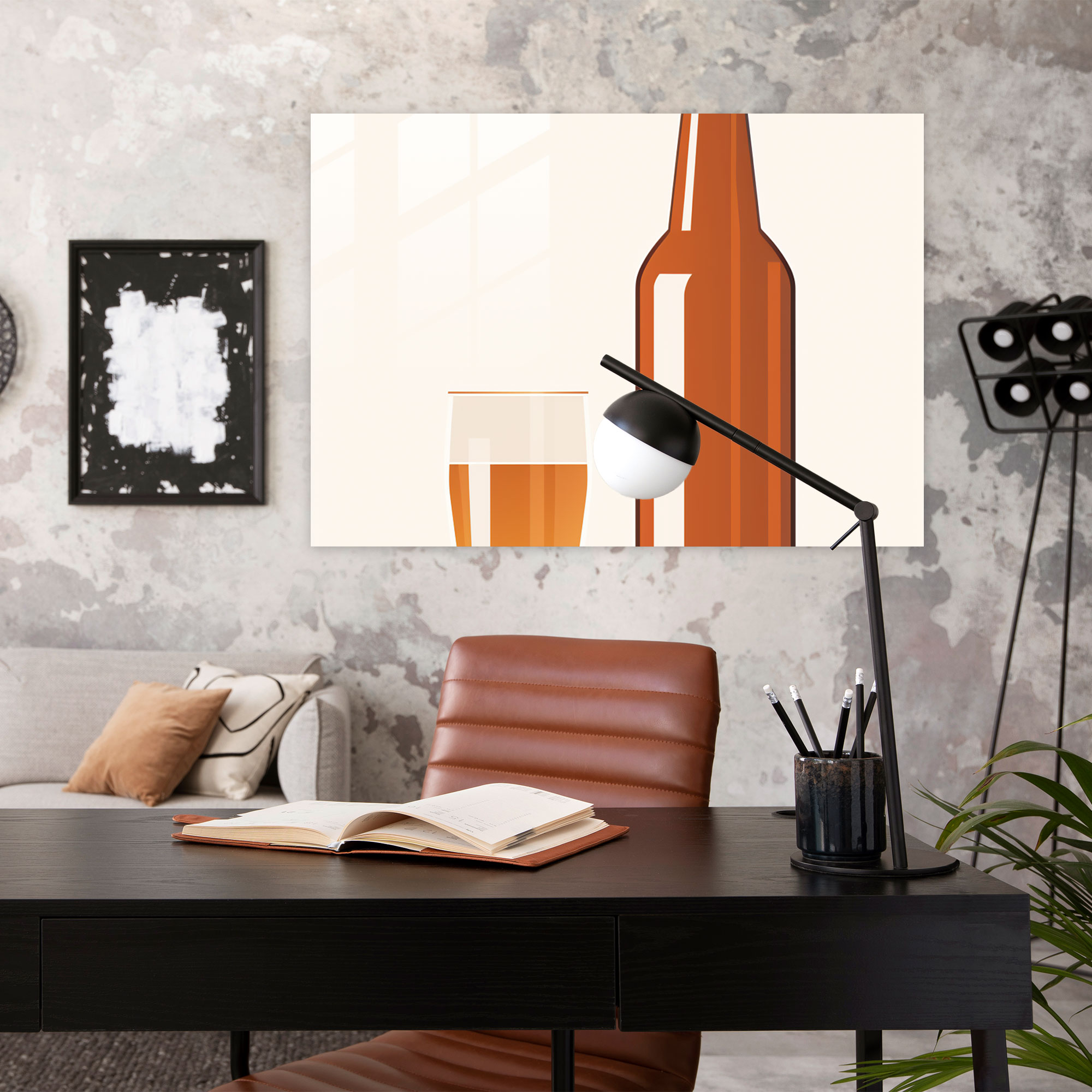 Beer Glass Wall Art - Beer, Simplicity, Home Decoration, Minimalist Illustration