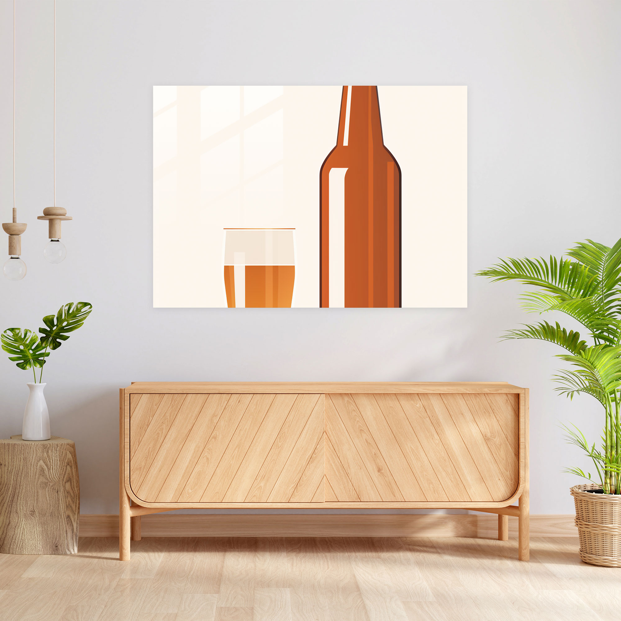 Beer Glass Wall Art - Beer, Simplicity, Home Decoration, Minimalist Illustration