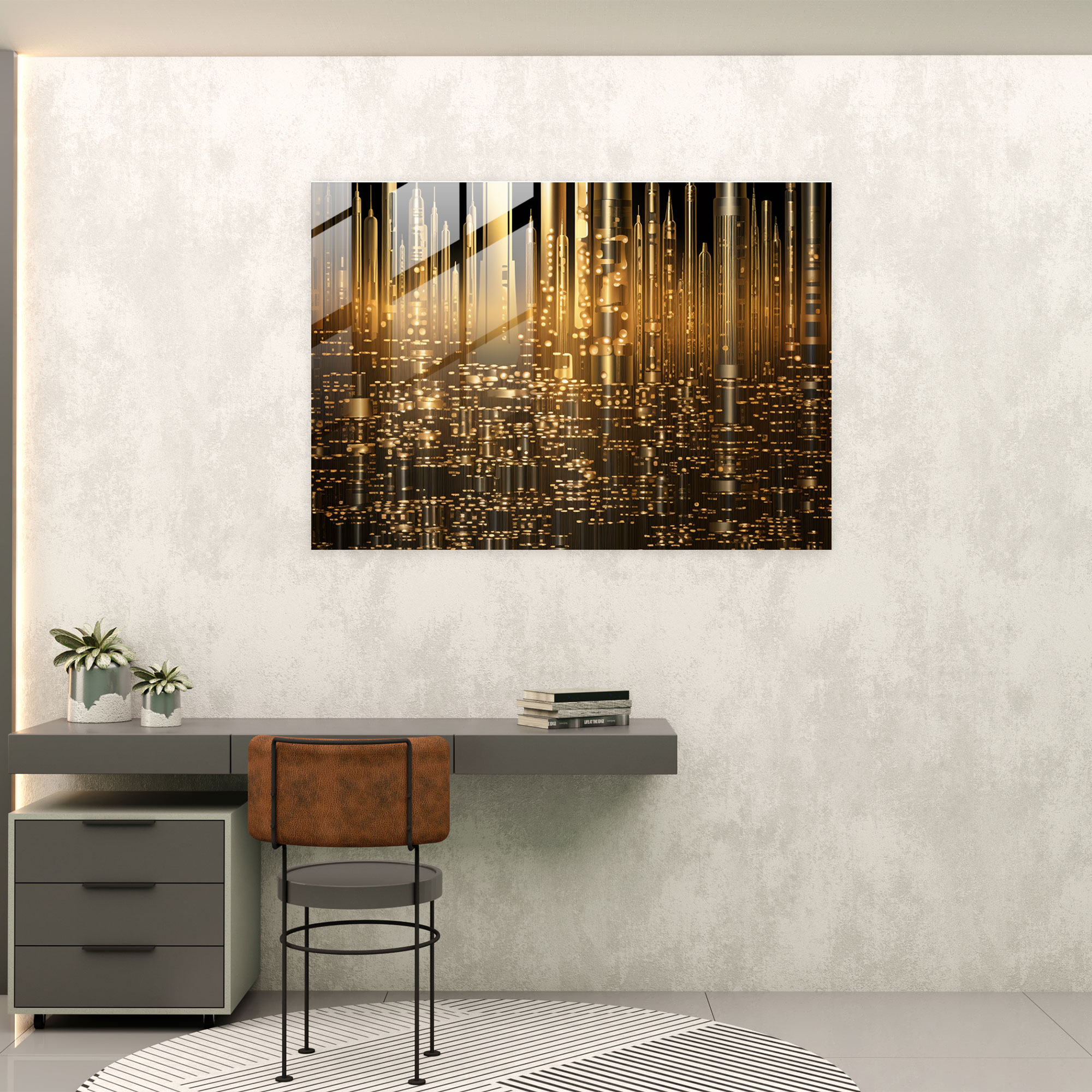 Beer Glass Wall Art - Beer, Futuristic Beer Cityscape, Home Decoration, Beer Bottles