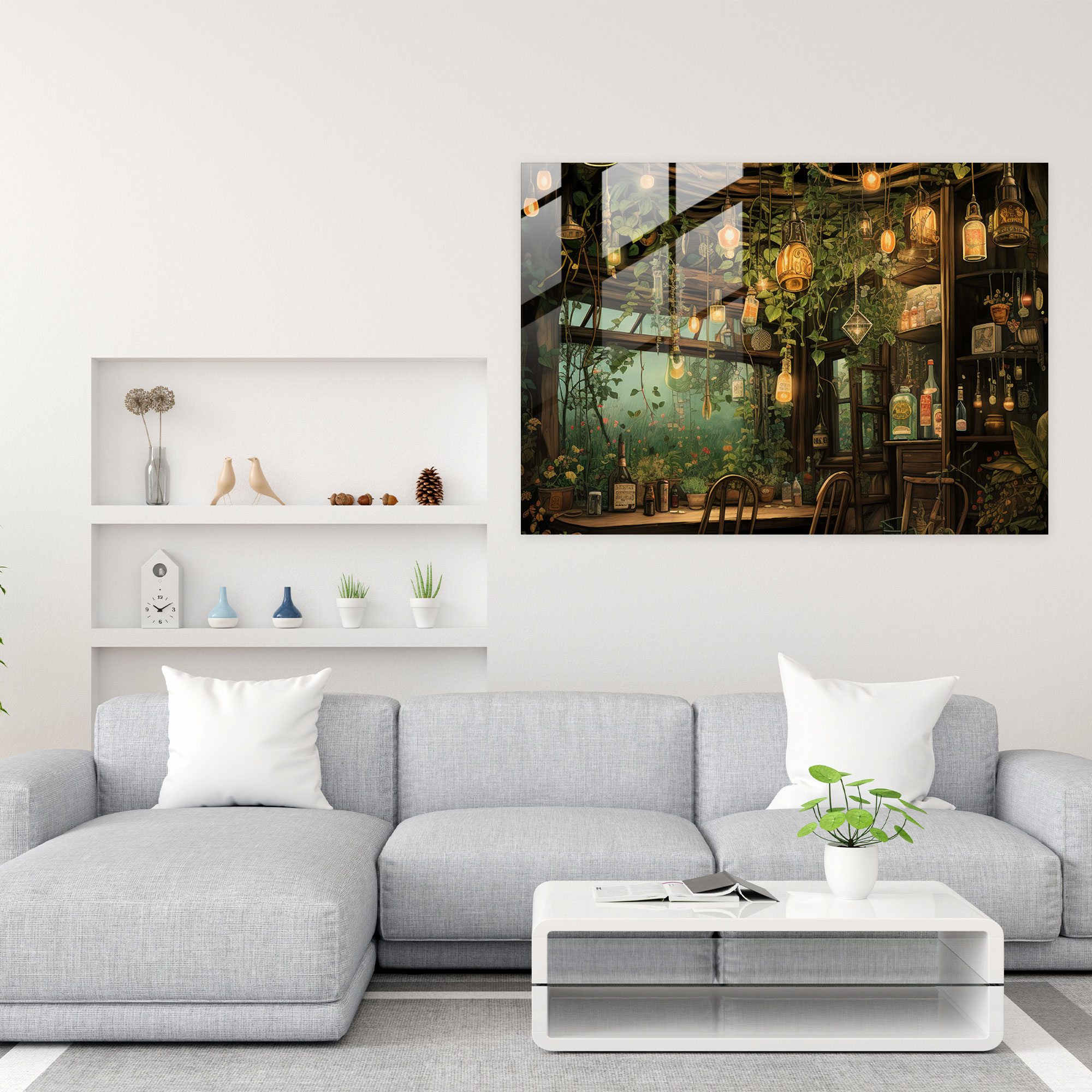 Beer Home Decoration - Beer, Lush Garden, Glass Print, Modern Art