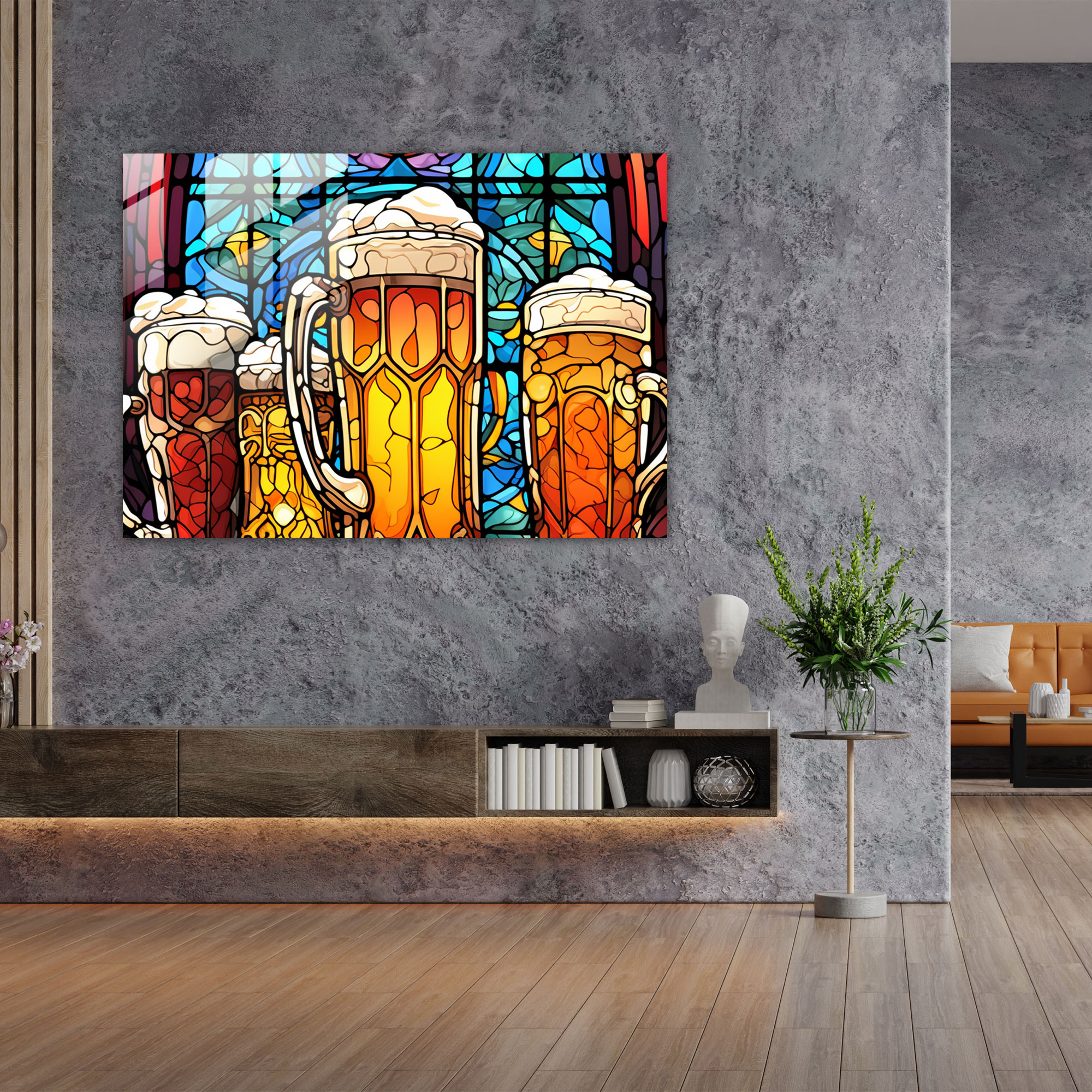 Beer Glass Art: Cheers Collection - Beer, Glass Print, Beer Mugs, Home Decoration