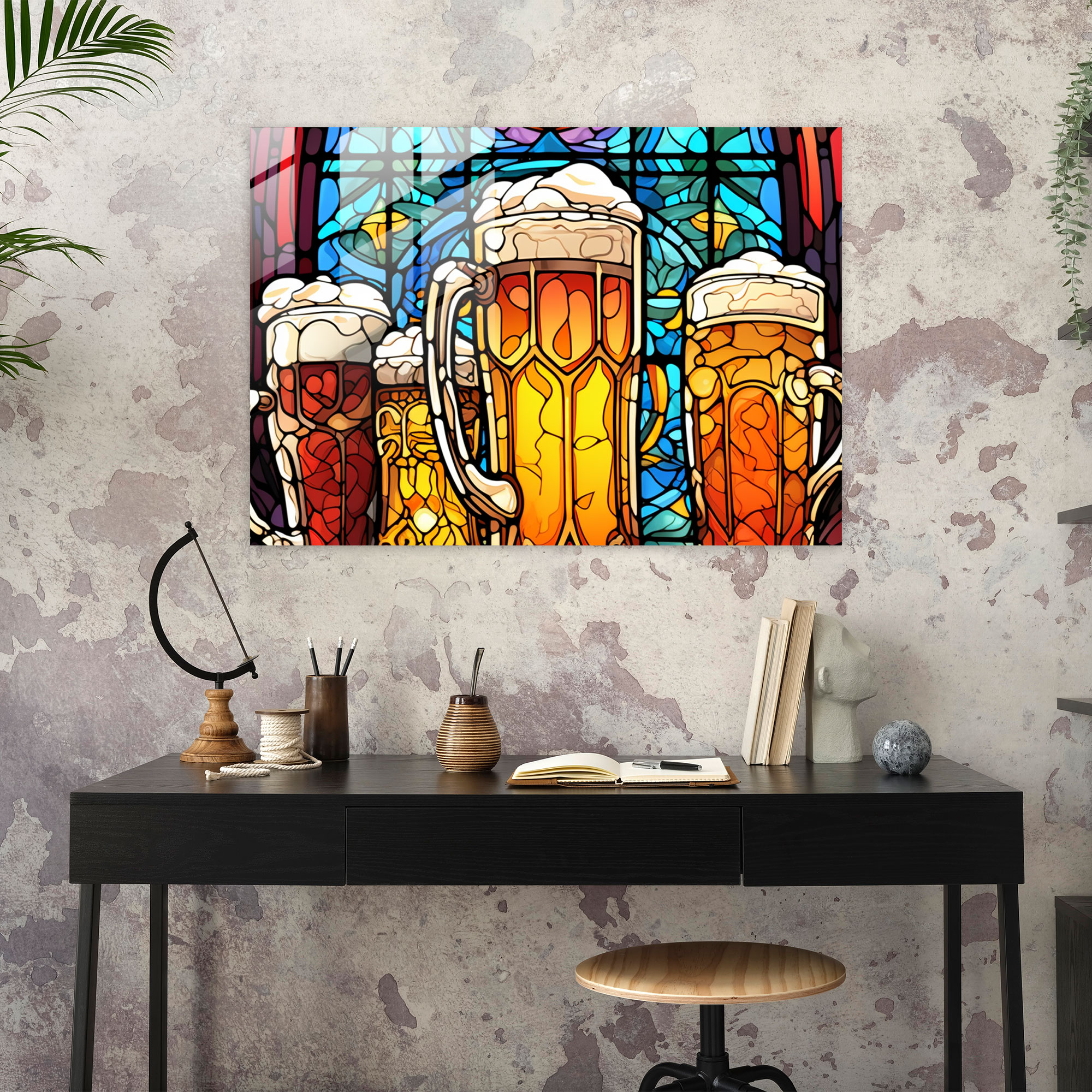 Beer Glass Art: Cheers Collection - Beer, Glass Print, Beer Mugs, Home Decoration