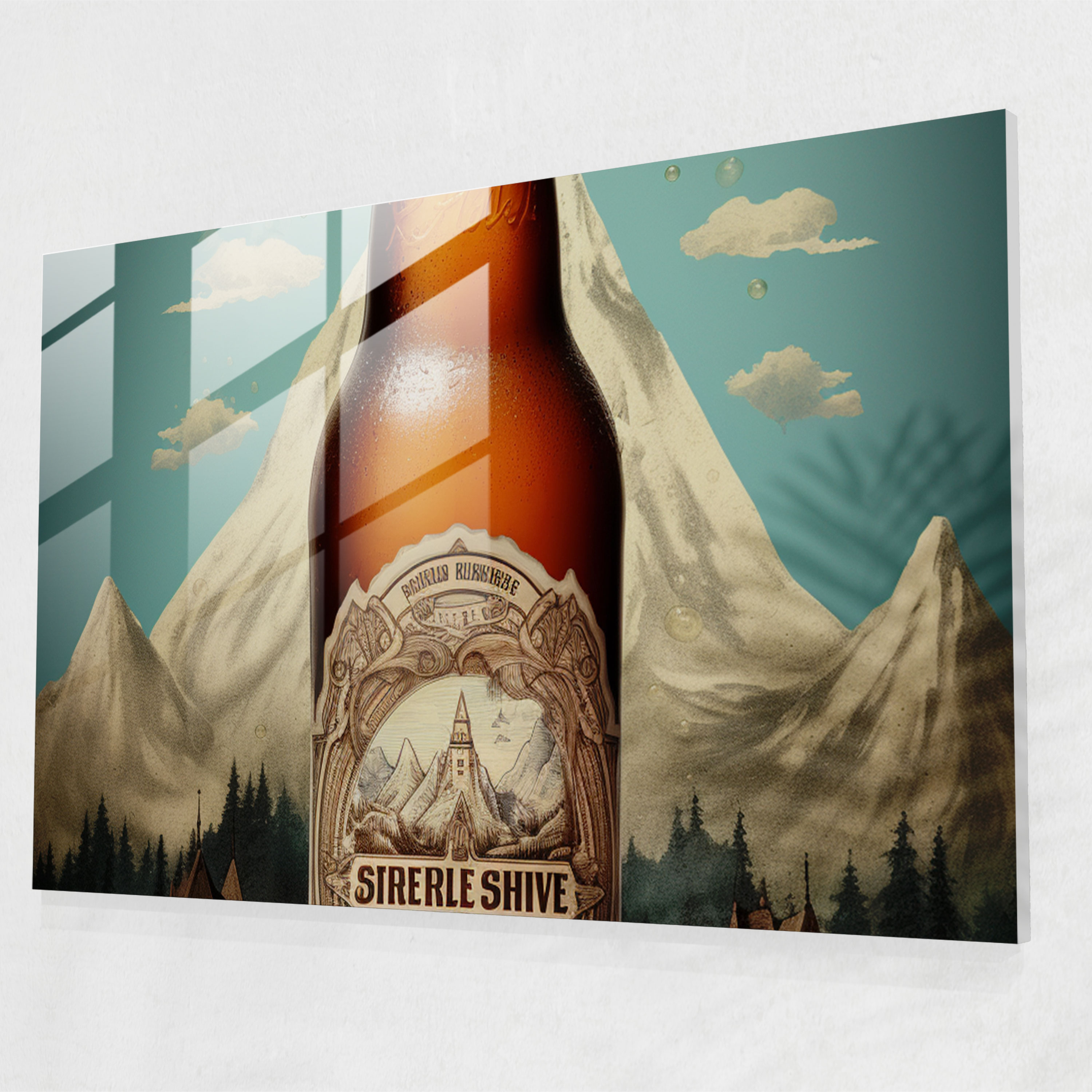Beer Glass Wall Art: Vintage Ad - Beer, Beer Glass Wall Art, Glass Art, Home Decoration