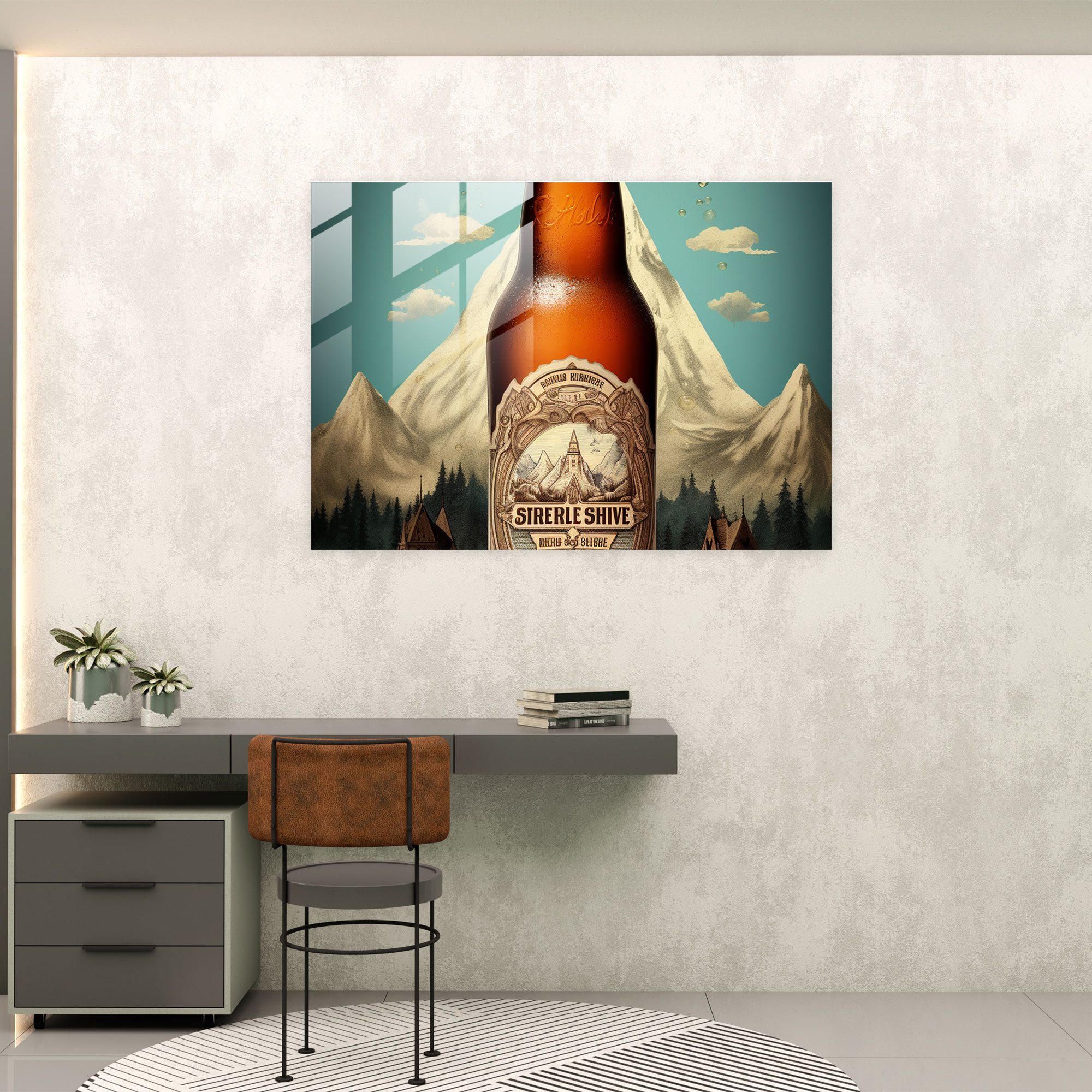 Beer Glass Wall Art: Vintage Ad - Beer, Beer Glass Wall Art, Glass Art, Home Decoration