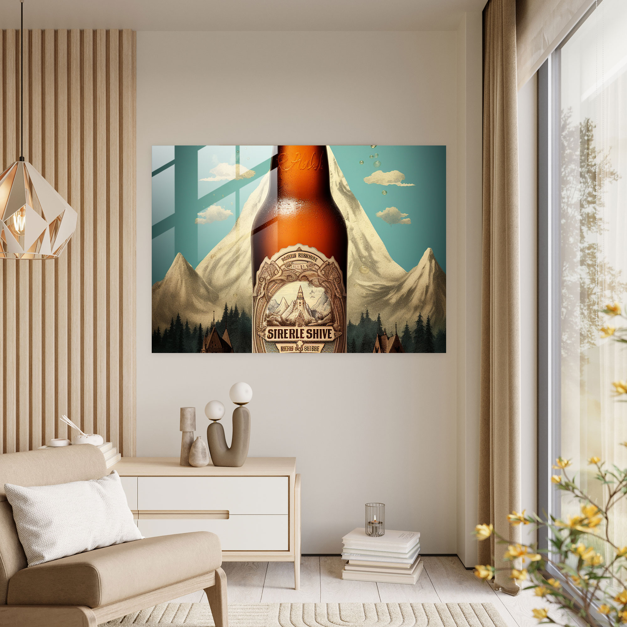 Beer Glass Wall Art: Vintage Ad - Beer, Beer Glass Wall Art, Glass Art, Home Decoration