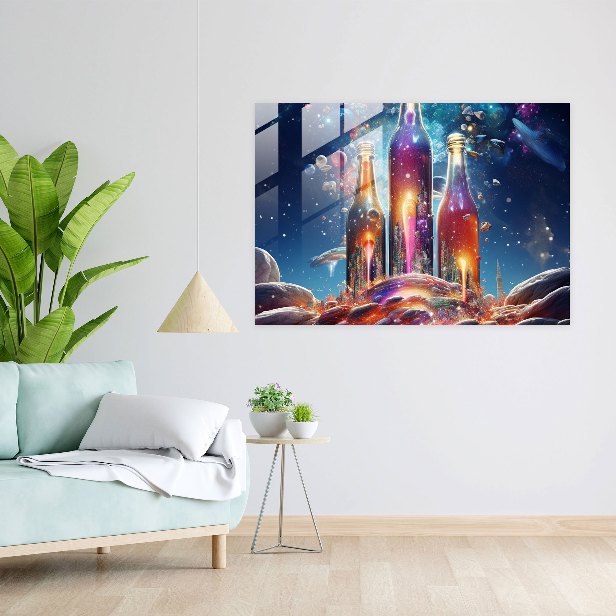 Beer Glass Print: Cosmic Brew - Beer, Home Decoration, Beer Bottles, Wall Decoration