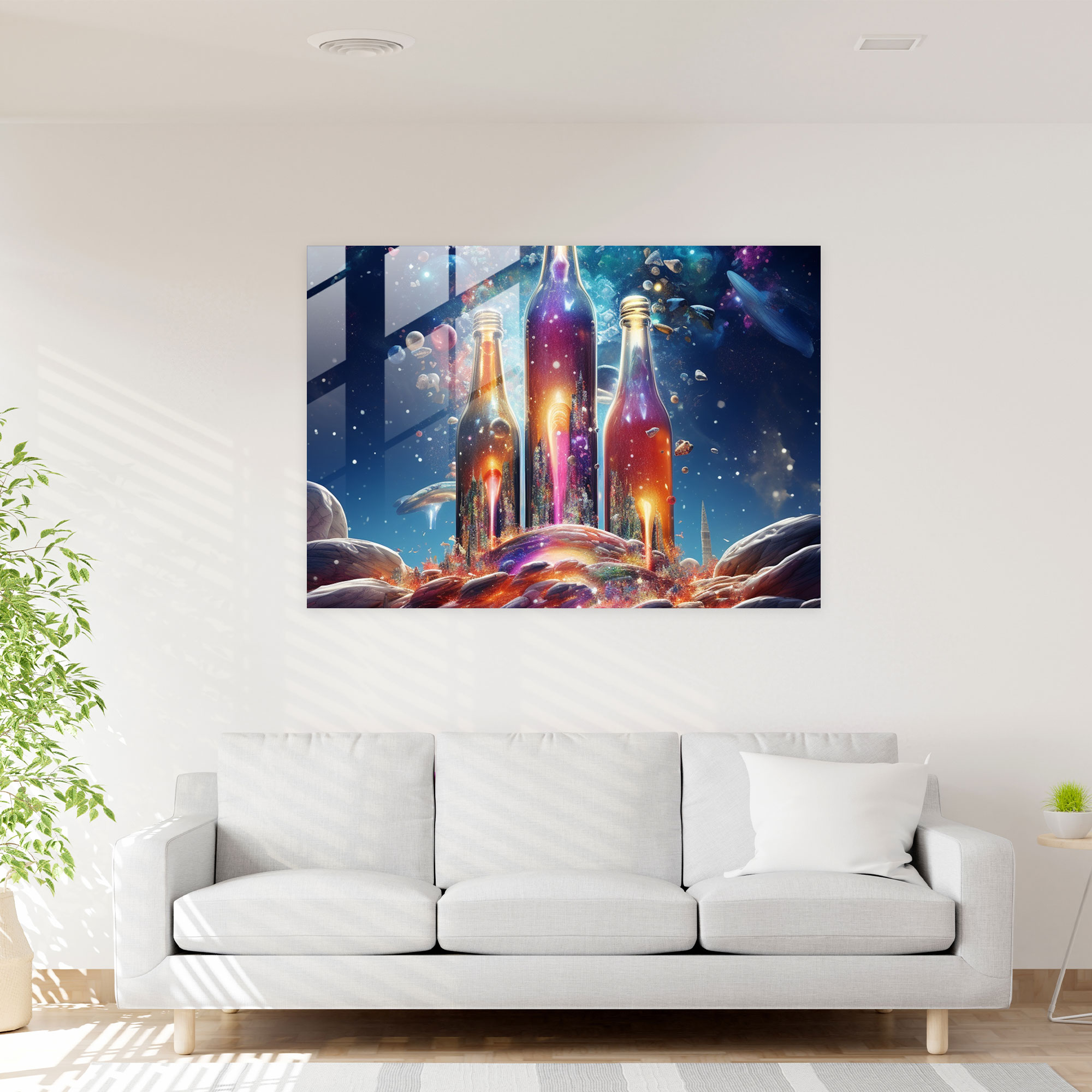 Beer Glass Print: Cosmic Brew - Beer, Home Decoration, Beer Bottles, Wall Decoration